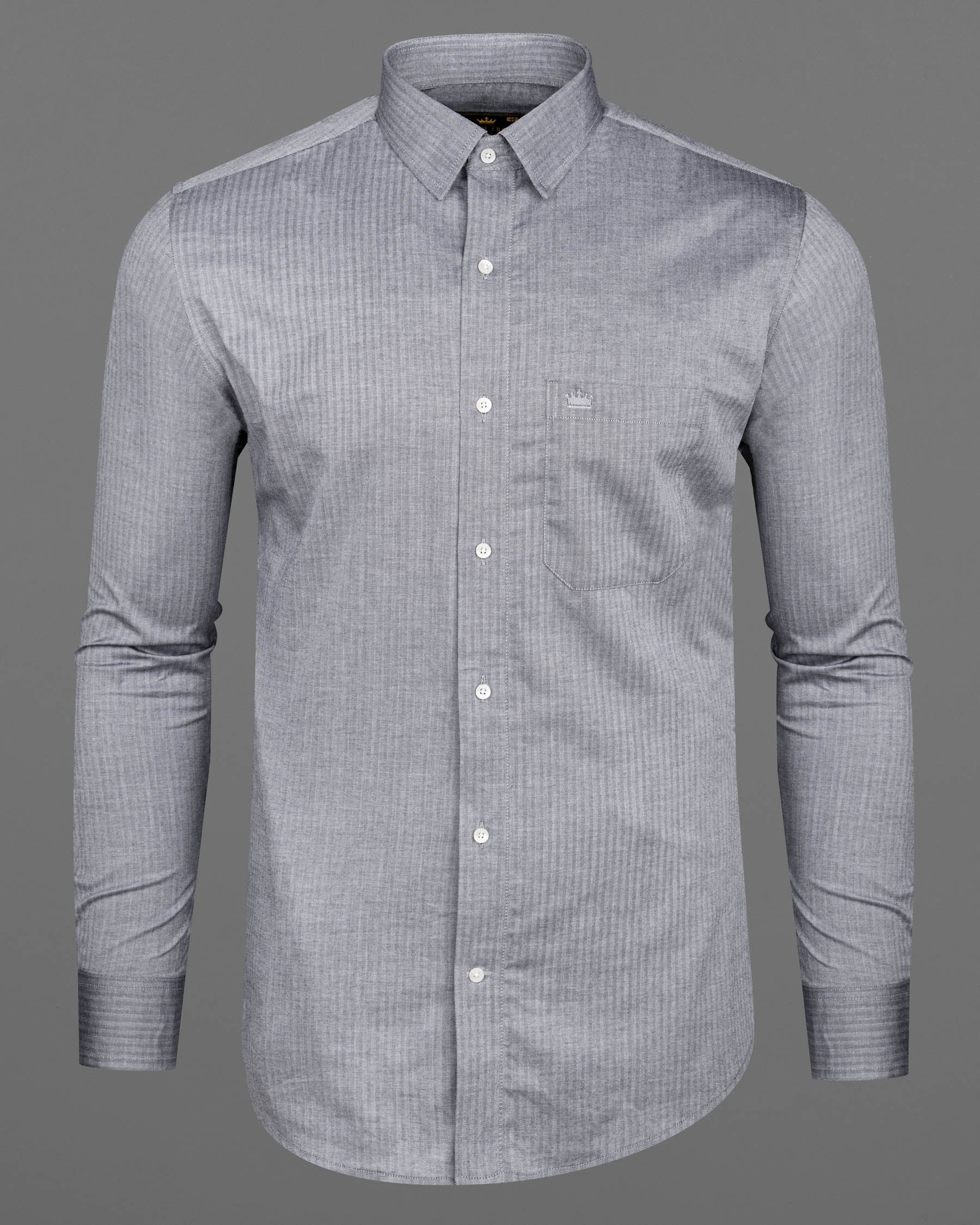 French Gray Striped Herringbone Shirt