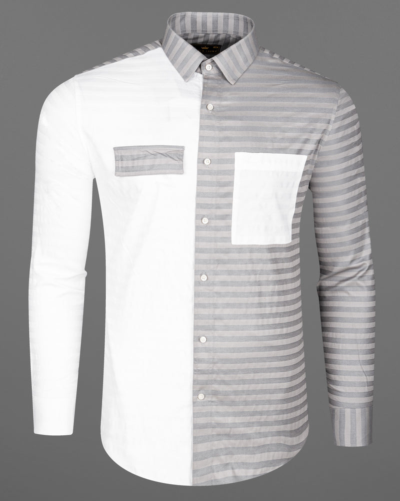 Half White and Half Grey Striped Twill Premium Cotton Designer Shirt 6744-P140-38,6744-P140-38,6744-P140-39,6744-P140-39,6744-P140-40,6744-P140-40,6744-P140-42,6744-P140-42,6744-P140-44,6744-P140-44,6744-P140-46,6744-P140-46,6744-P140-48,6744-P140-48,6744-P140-50,6744-P140-50,6744-P140-52,6744-P140-52