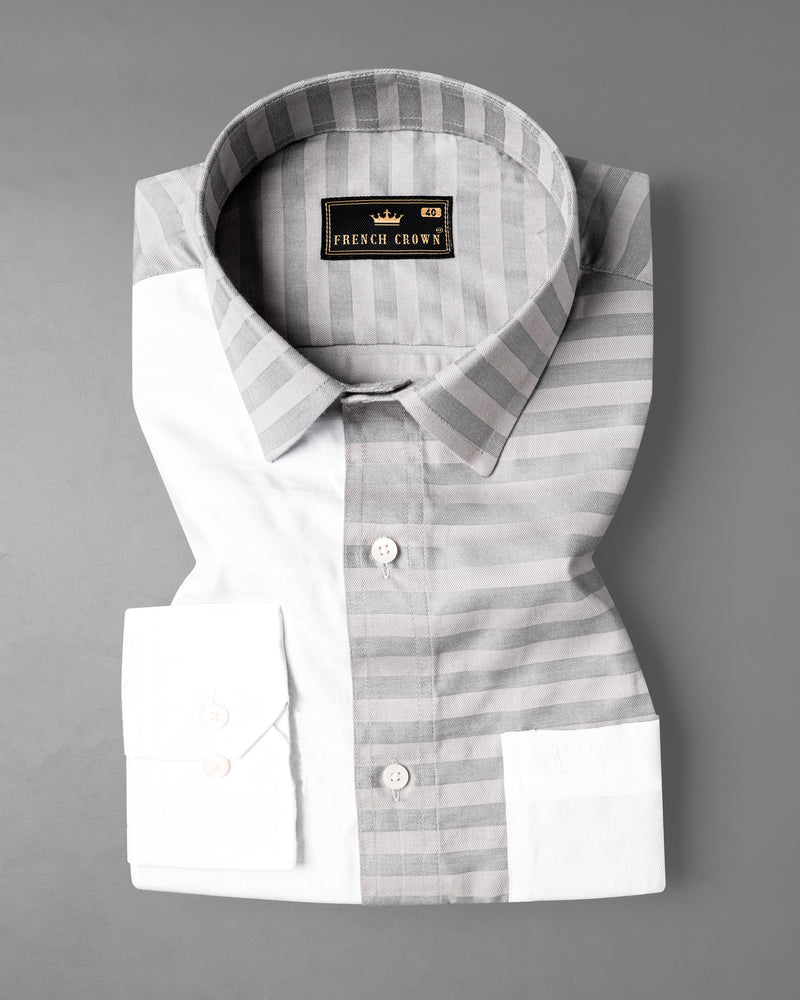 Half White and Half Grey Striped Twill Premium Cotton Designer Shirt 6744-P140-38,6744-P140-38,6744-P140-39,6744-P140-39,6744-P140-40,6744-P140-40,6744-P140-42,6744-P140-42,6744-P140-44,6744-P140-44,6744-P140-46,6744-P140-46,6744-P140-48,6744-P140-48,6744-P140-50,6744-P140-50,6744-P140-52,6744-P140-52