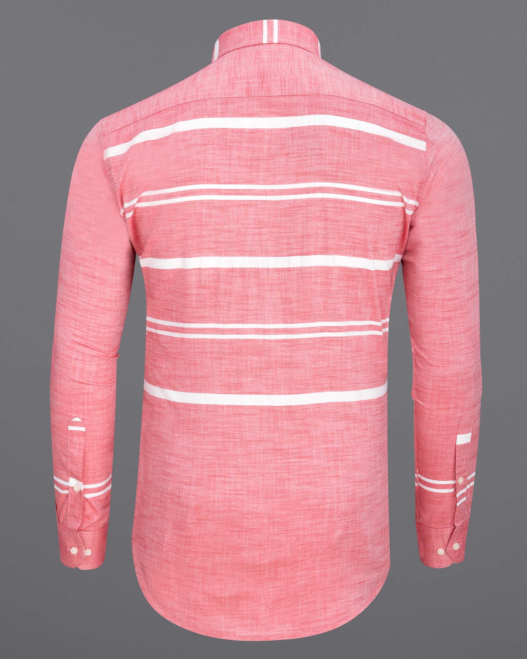 Salmon Pink and white Striped Chambray  Shirt  6767-BD-38,6767-BD-38,6767-BD-39,6767-BD-39,6767-BD-40,6767-BD-40,6767-BD-42,6767-BD-42,6767-BD-44,6767-BD-44,6767-BD-46,6767-BD-46,6767-BD-48,6767-BD-48,6767-BD-50,6767-BD-50,6767-BD-52,6767-BD-52