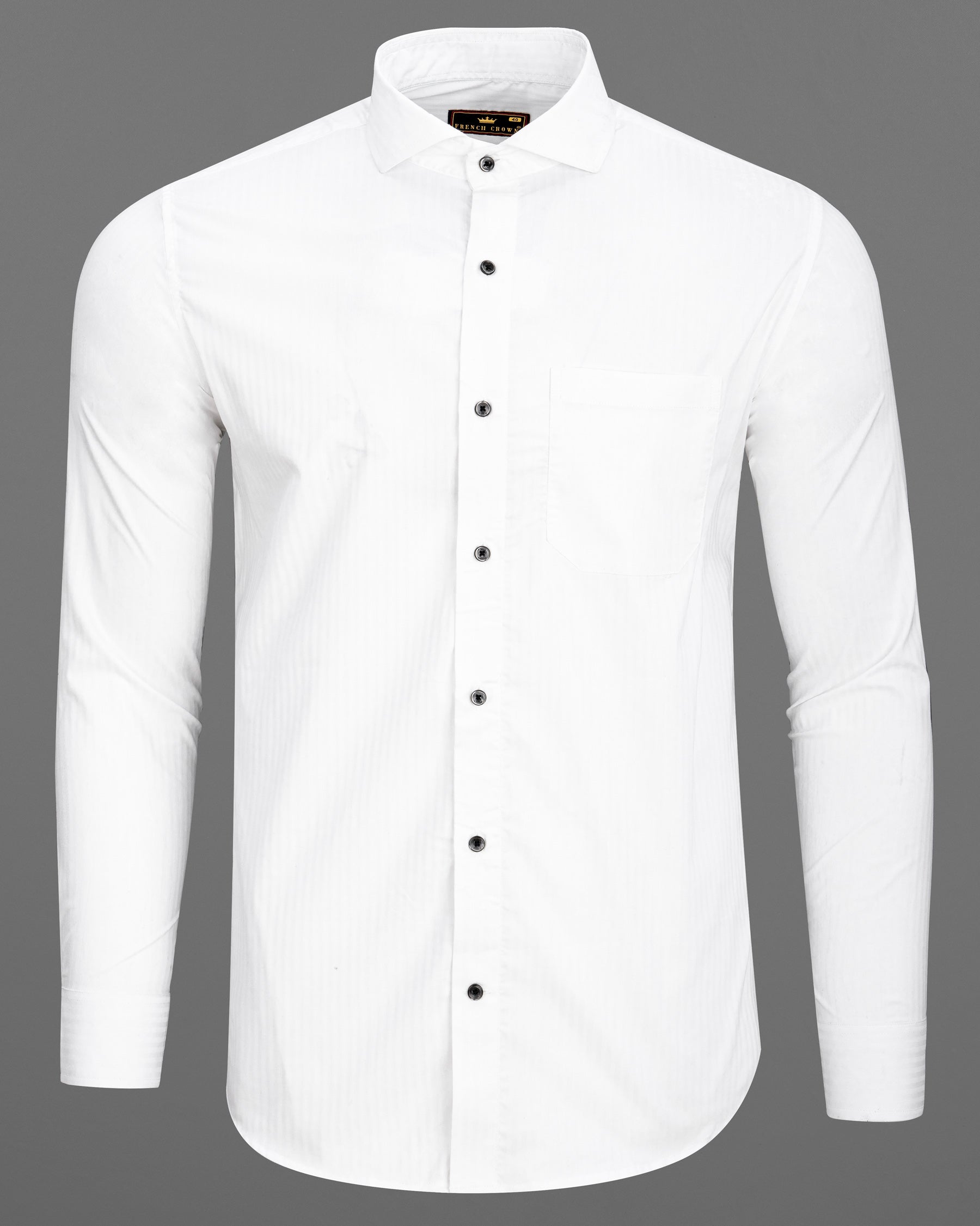 Bright White Striped Premium Cotton Shirt