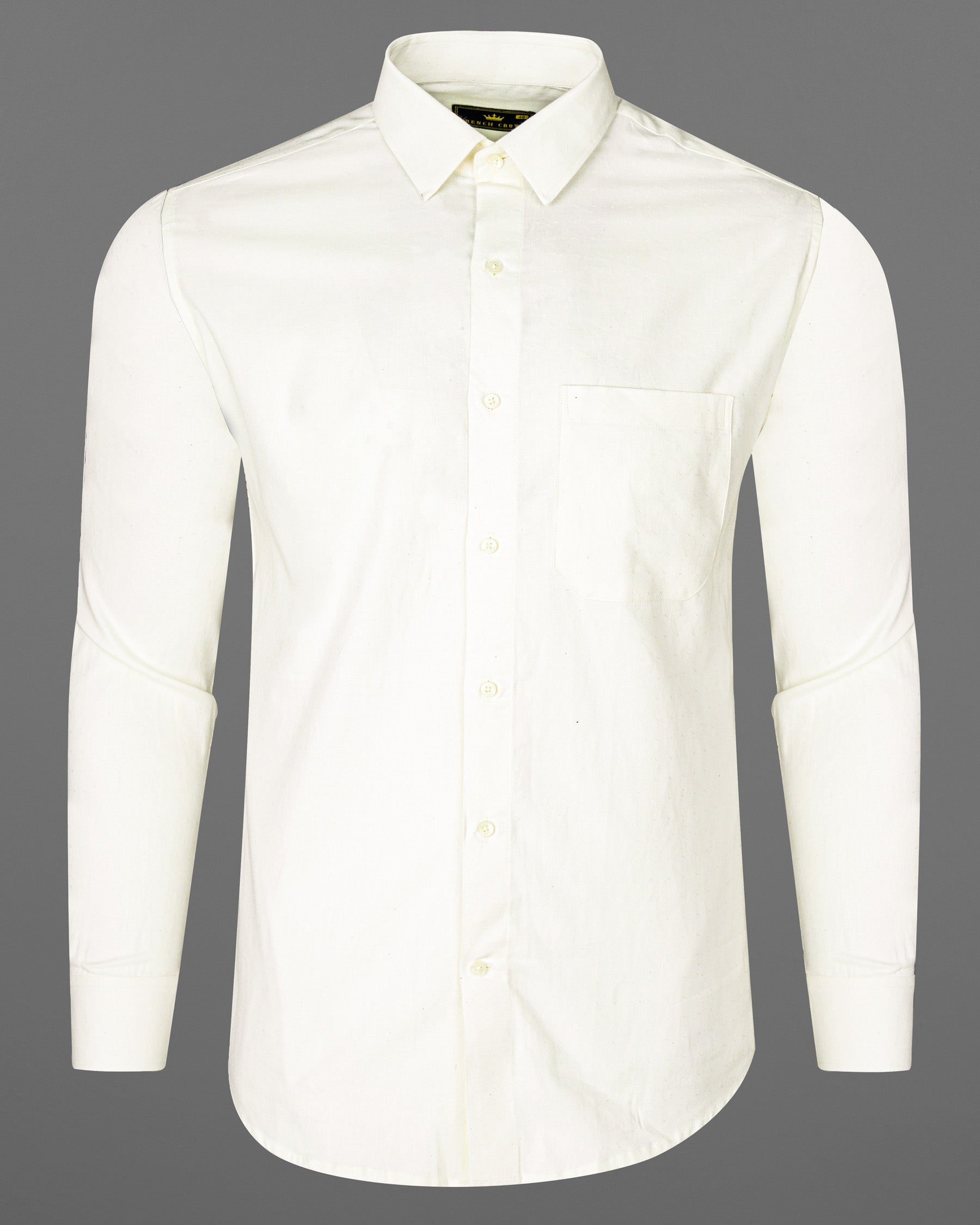 Merino Cream Dobby Textured Premium Giza Cotton Shirt