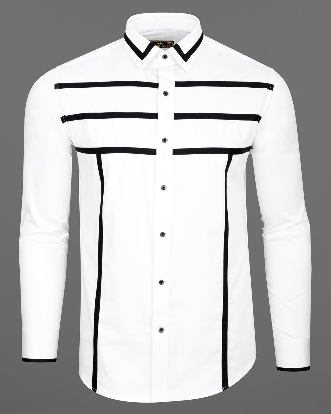 White and Black Casual Long Sleeve Shirt 44048 main image 1