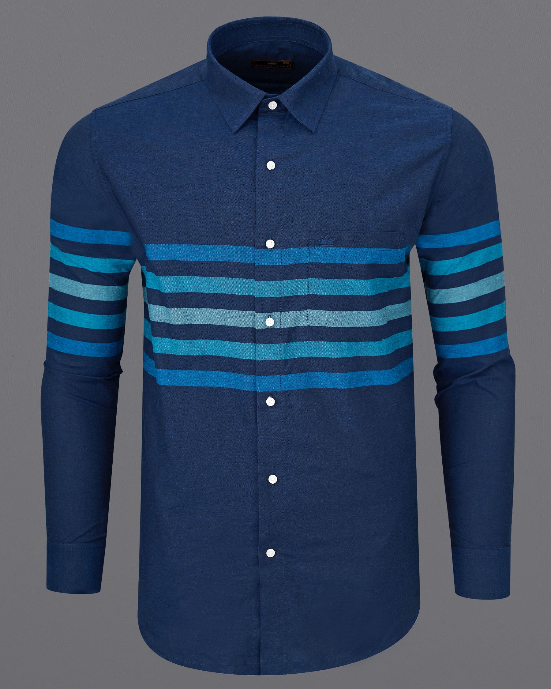 Cloud Burst and Chambray Blue Striped Royal Oxford Shirt