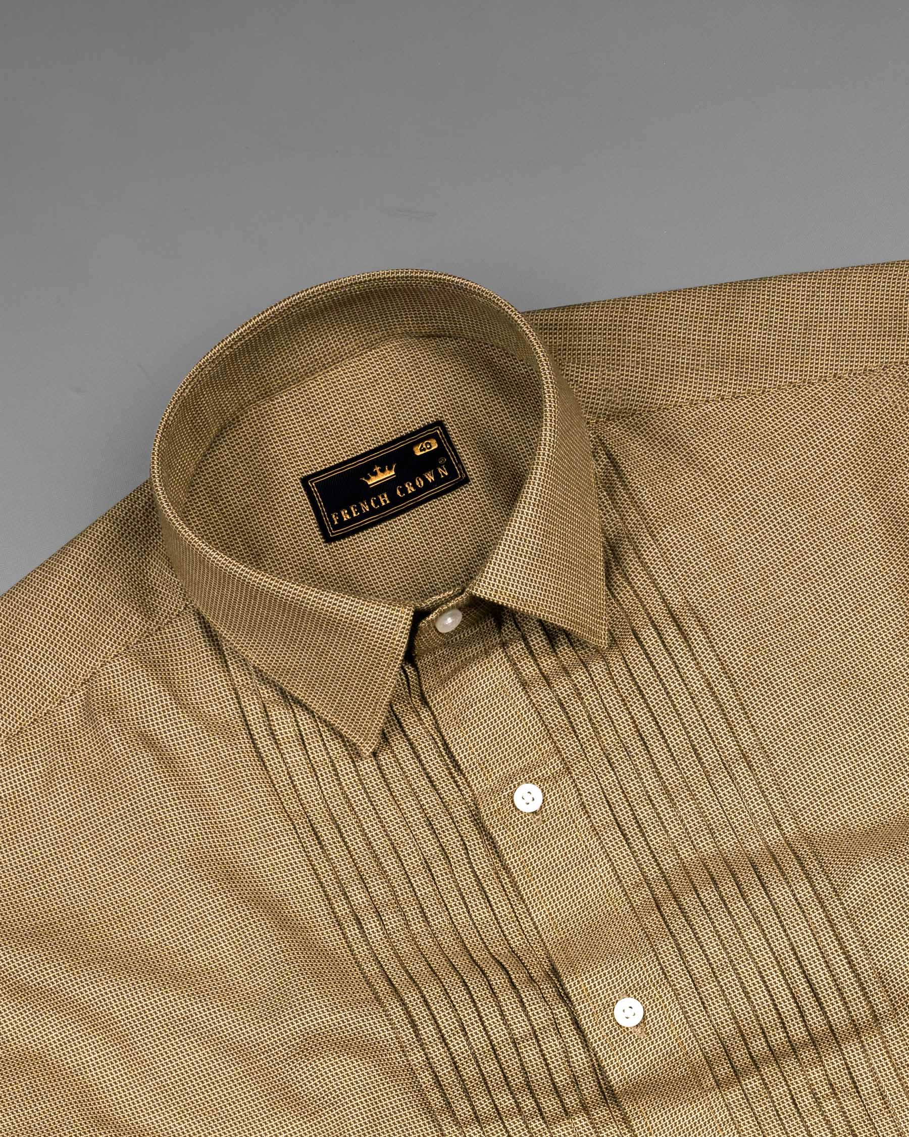 Stonewall Snake Pleated Dobby Textured Premium Giza Cotton Tuxedo Shirt