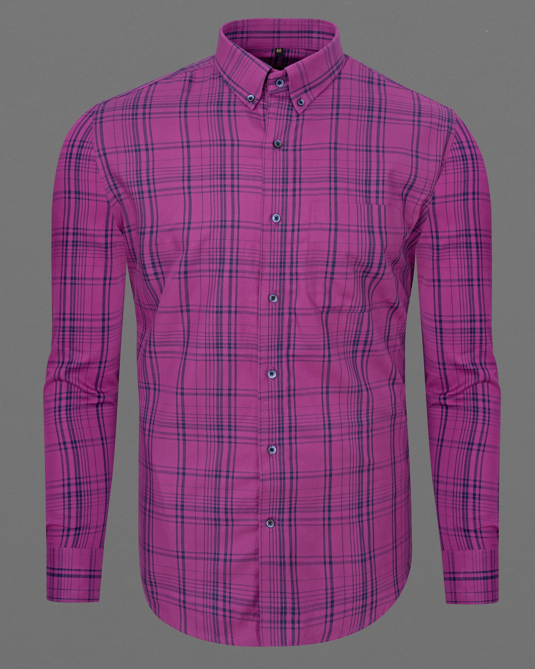 Byzantium Purple and Cyprus Blue Plaid Twill Textured Premium Cotton Shirt