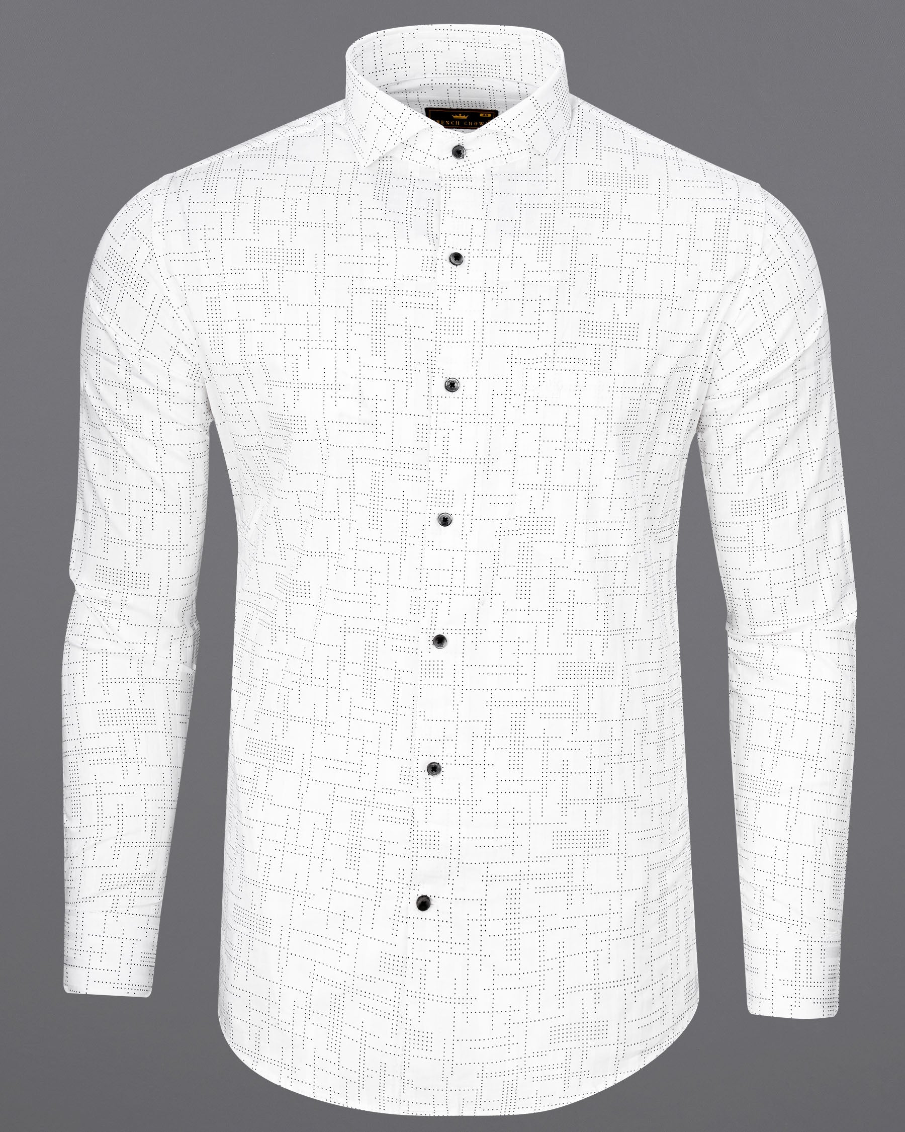 Bright White Dotted Dobby Textured Premium Giza Cotton Shirt