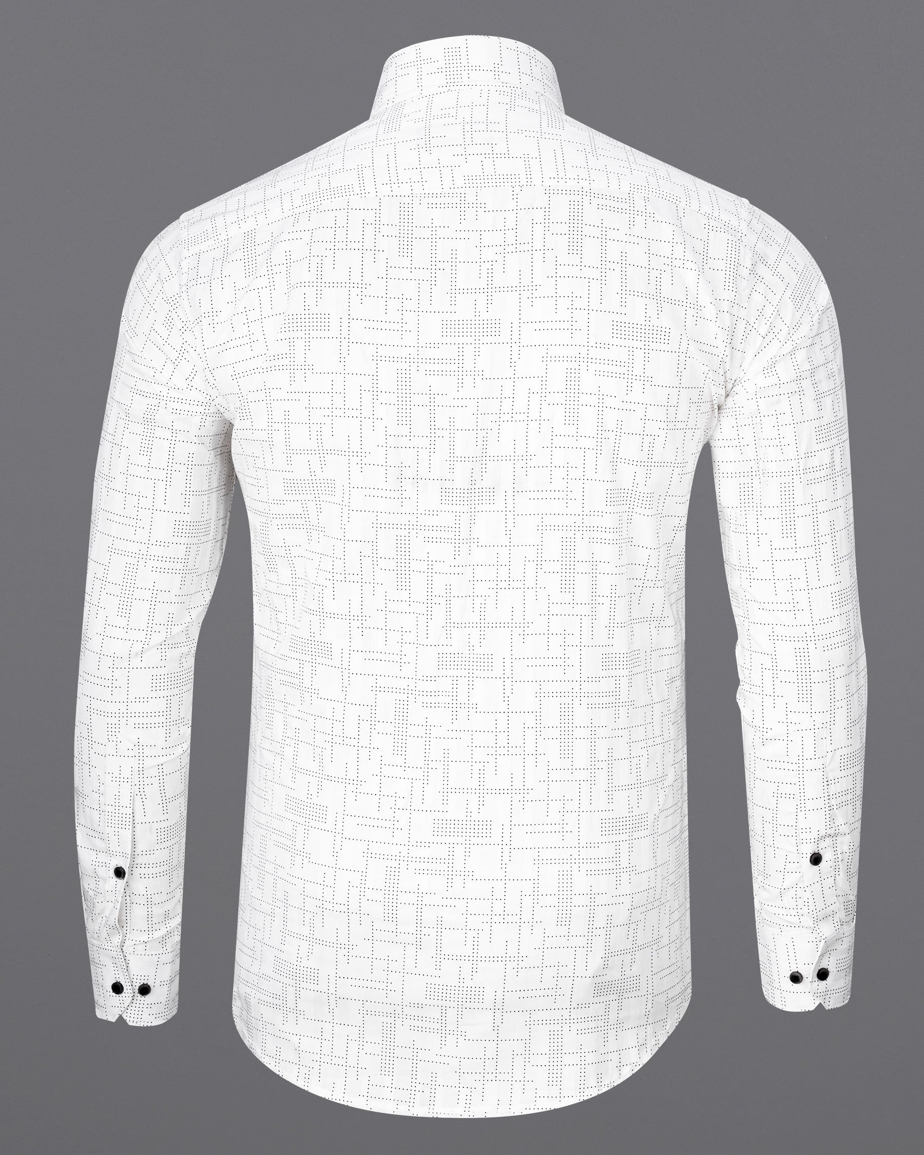 Bright White Dotted Dobby Textured Premium Giza Cotton Shirt