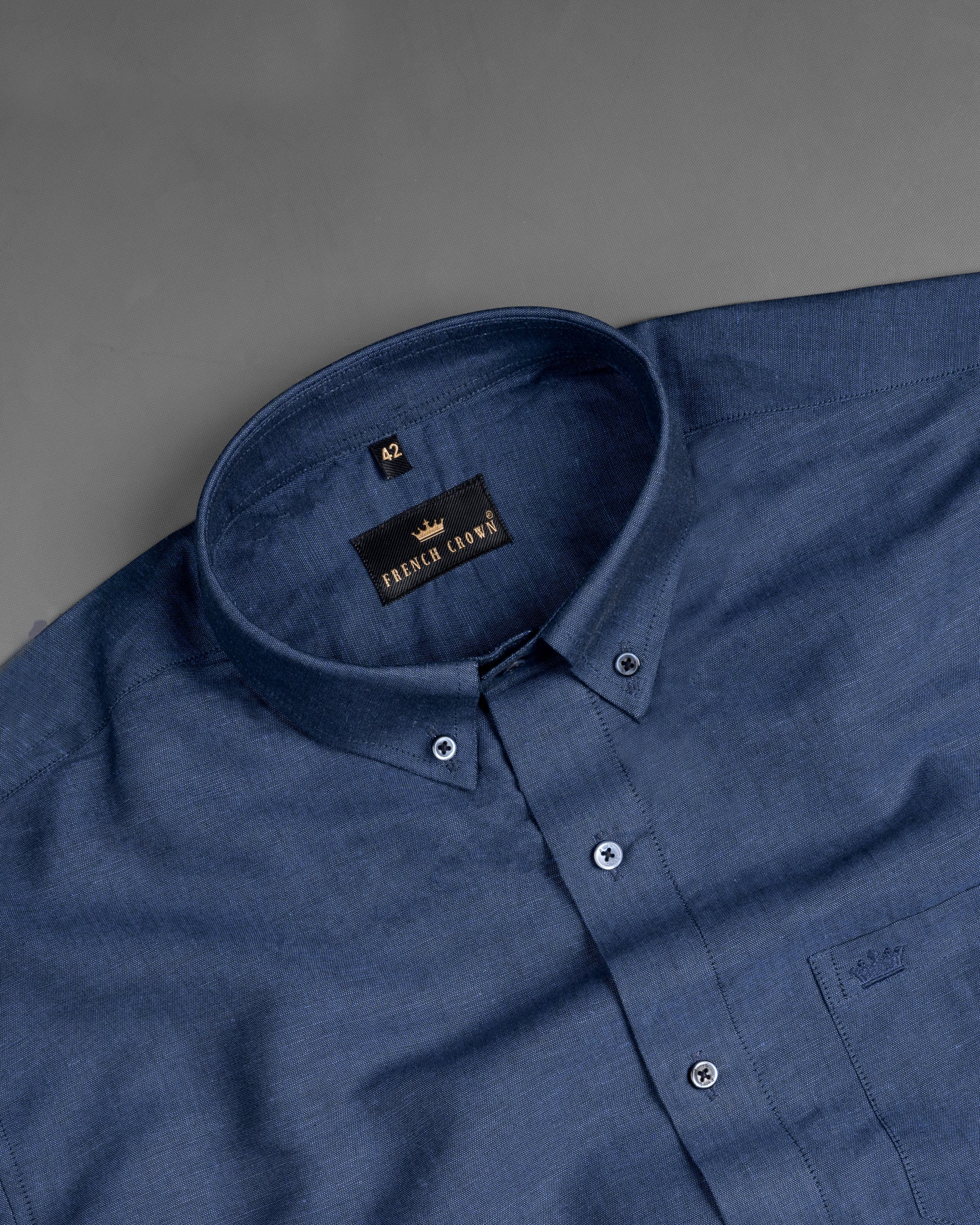 Rhino Blue Luxurious Linen Shirt