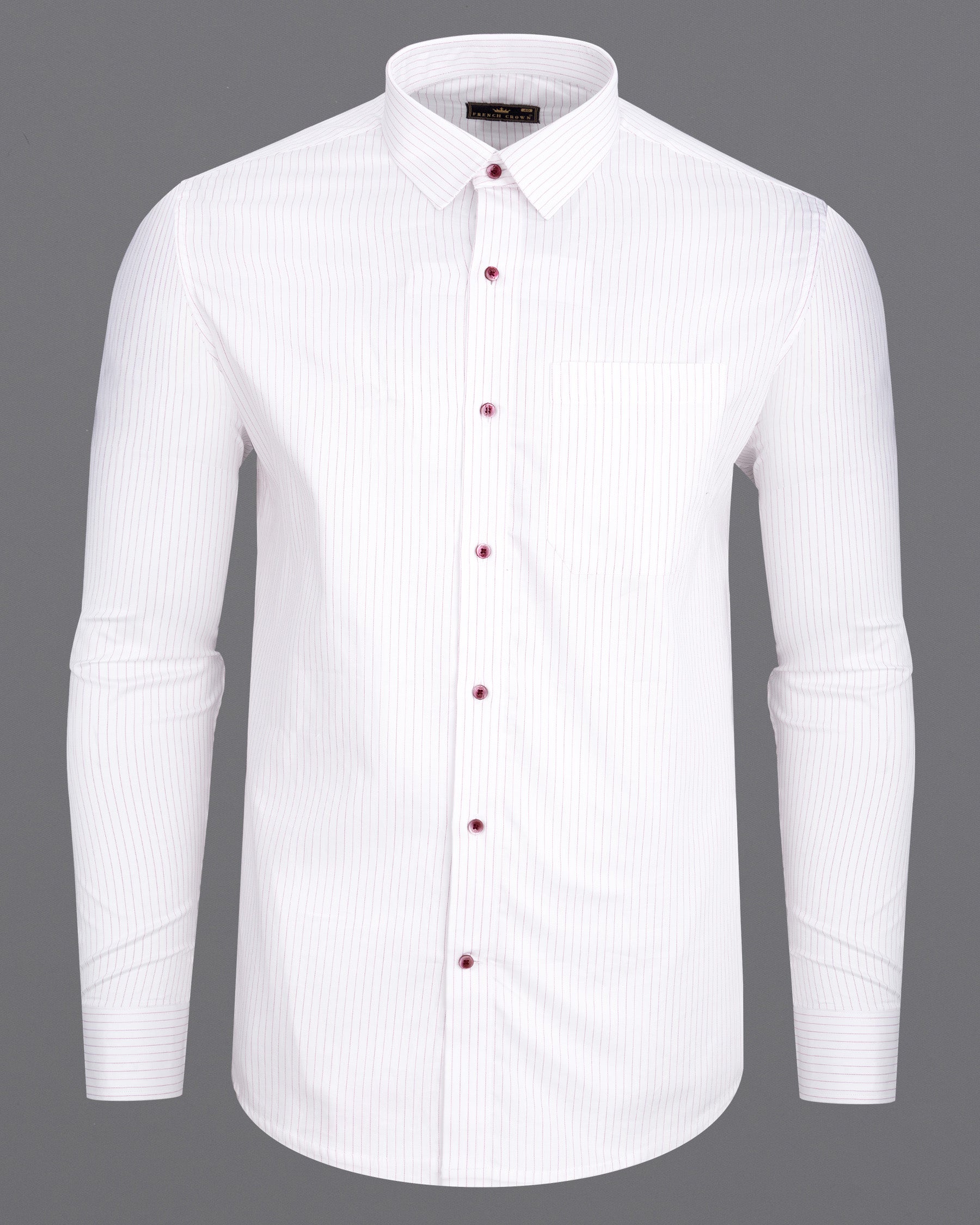 Catskill White With Thistle Striped Twill Premium Cotton Shirt