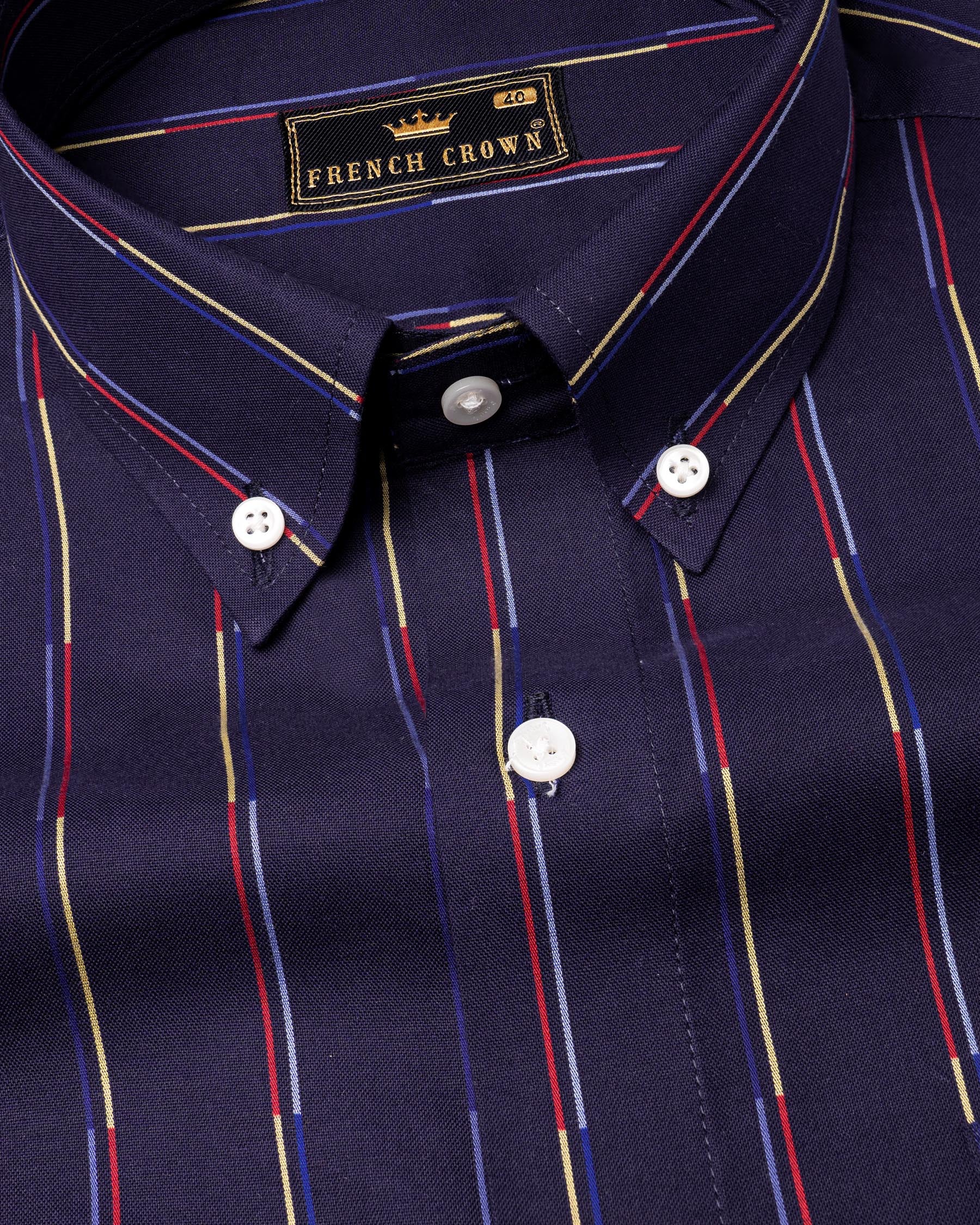 Comet Blue Multicolour Striped Royal Oxford Shirt