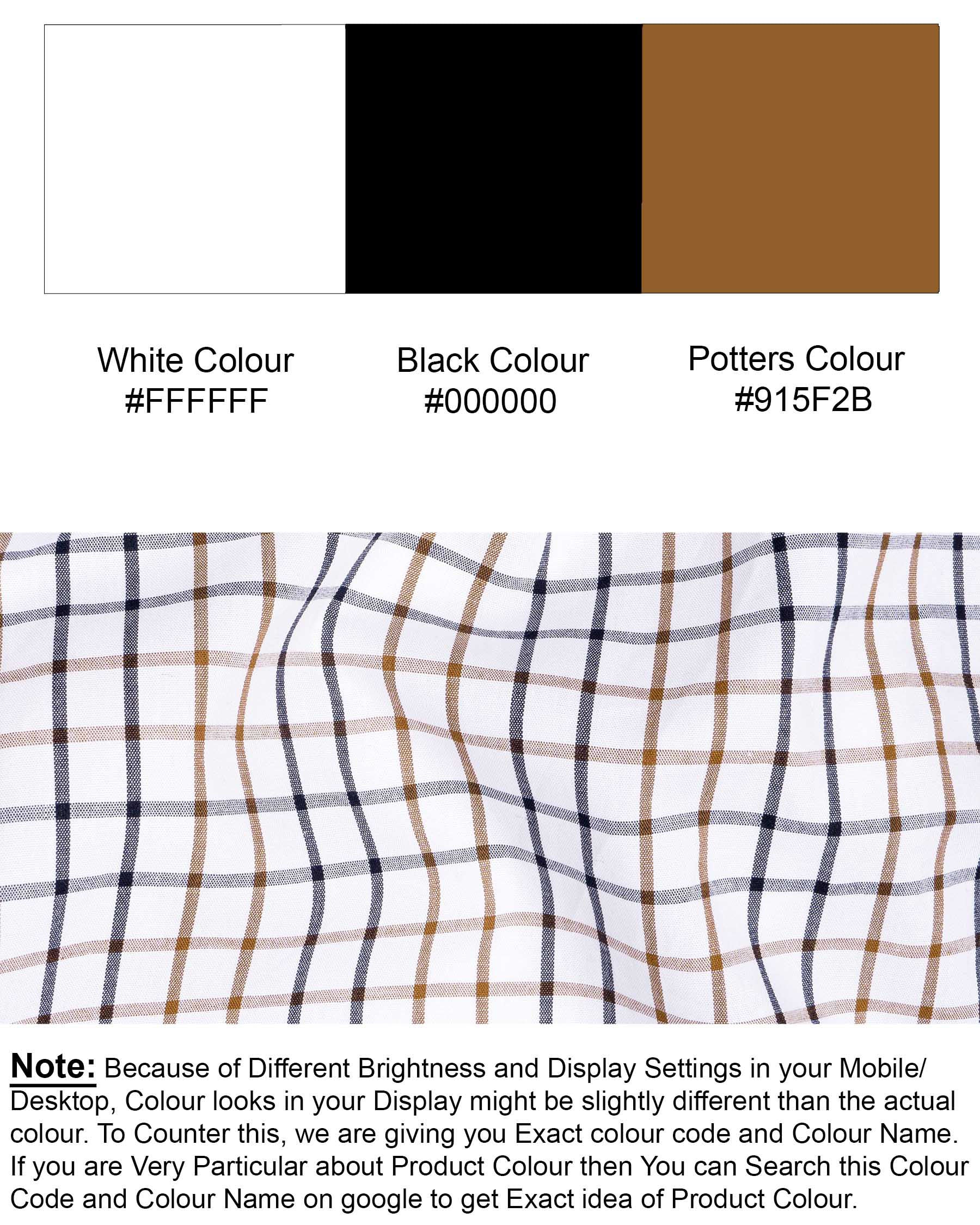 Bright White and Potters Brown Checkered Premium Cotton Shirt 6896-38,6896-38,6896-39,6896-39,6896-40,6896-40,6896-42,6896-42,6896-44,6896-44,6896-46,6896-46,6896-48,6896-48,6896-50,6896-50,6896-52,6896-52