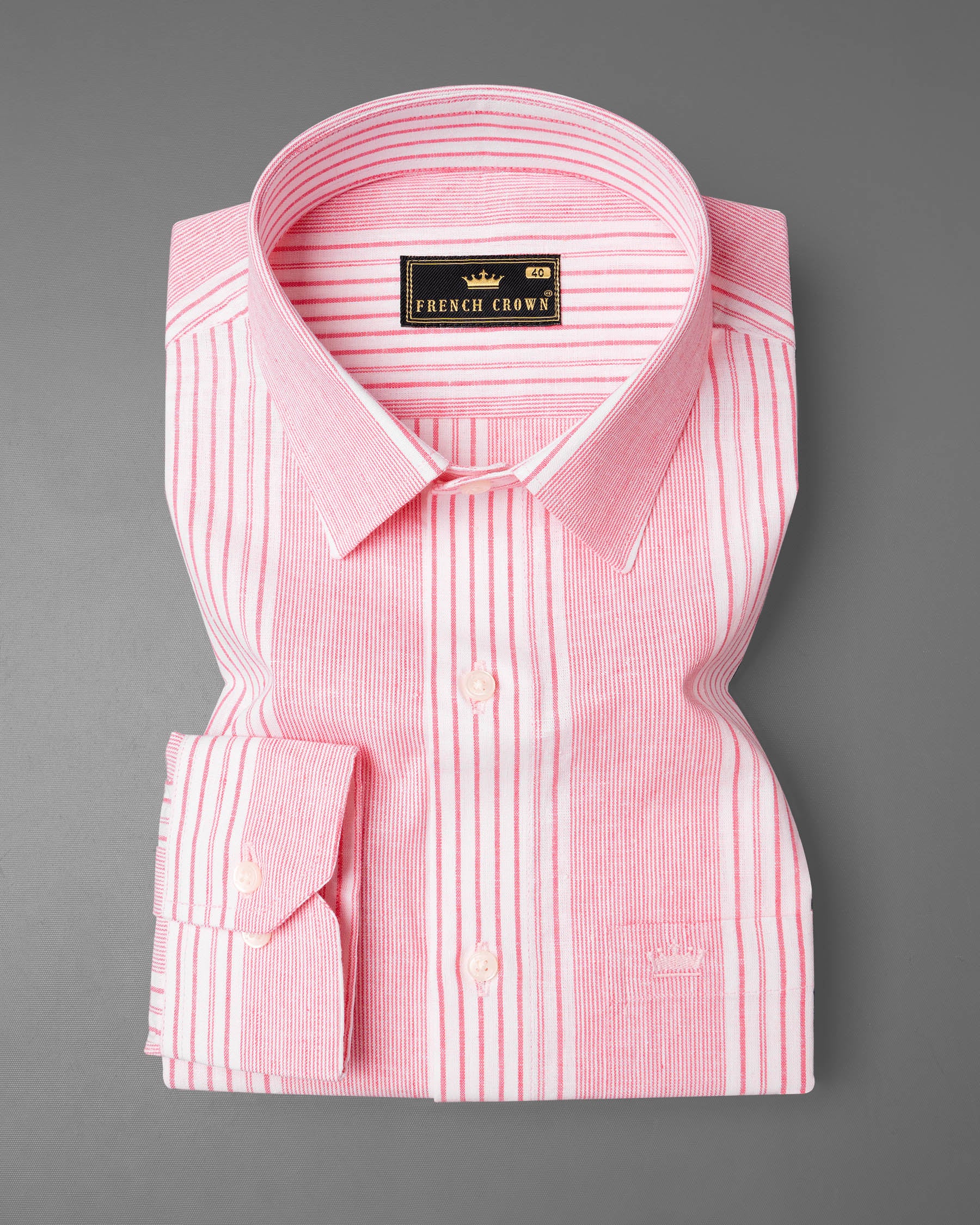 Froly Pink Striped Luxurious Linen Shirt 6936-38,6936-38,6936-39,6936-39,6936-40,6936-40,6936-42,6936-42,6936-44,6936-44,6936-46,6936-46,6936-48,6936-48,6936-50,6936-50,6936-52,6936-52