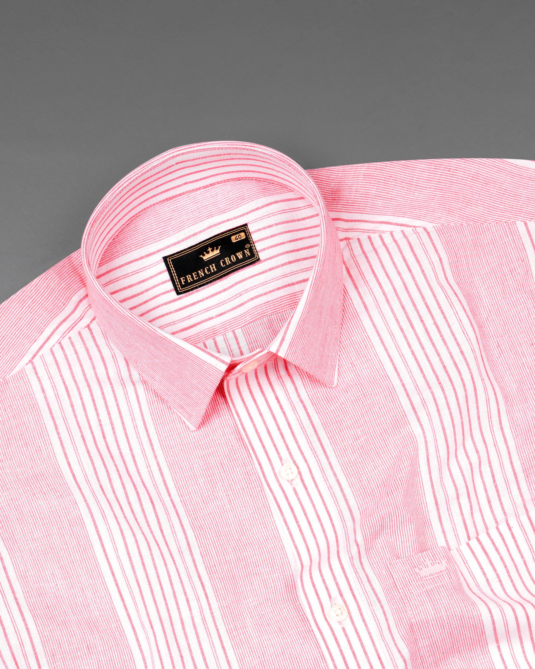 Froly Pink Striped Luxurious Linen Shirt