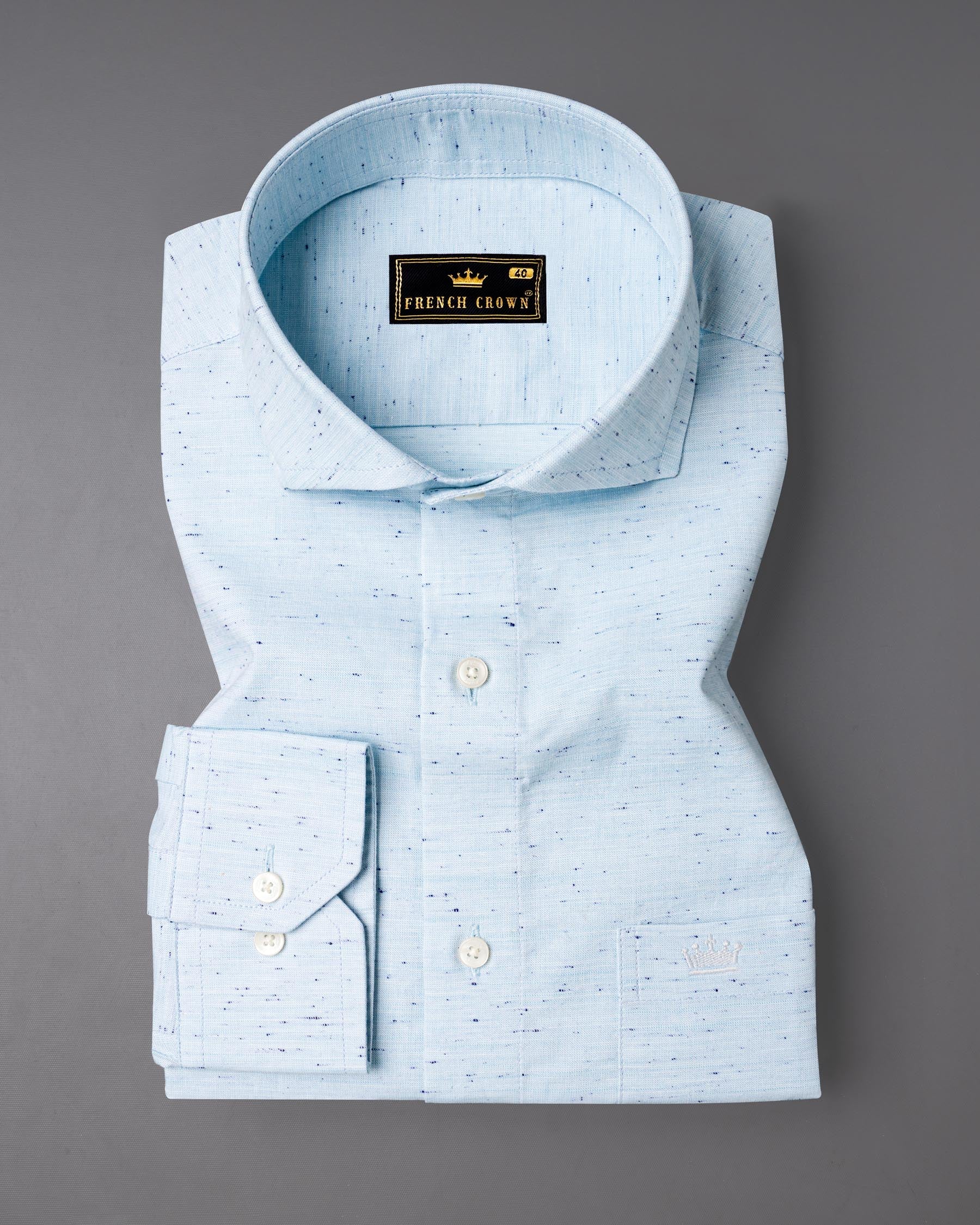 Mercury Blue and Downriver Blue Twill Textured Premium Cotton Shirt
