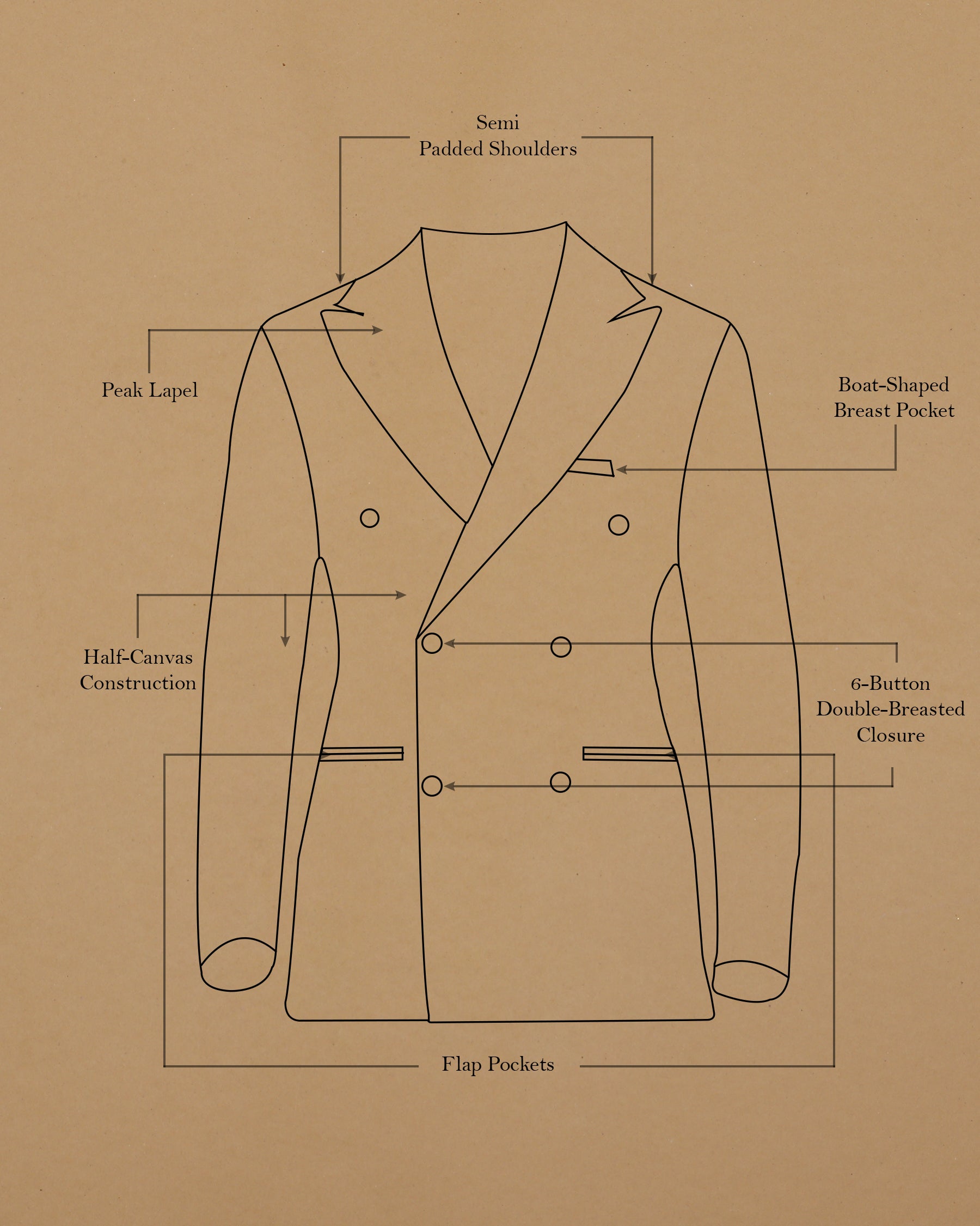Beige Windowpane Wool Rich Double Breasted Suit