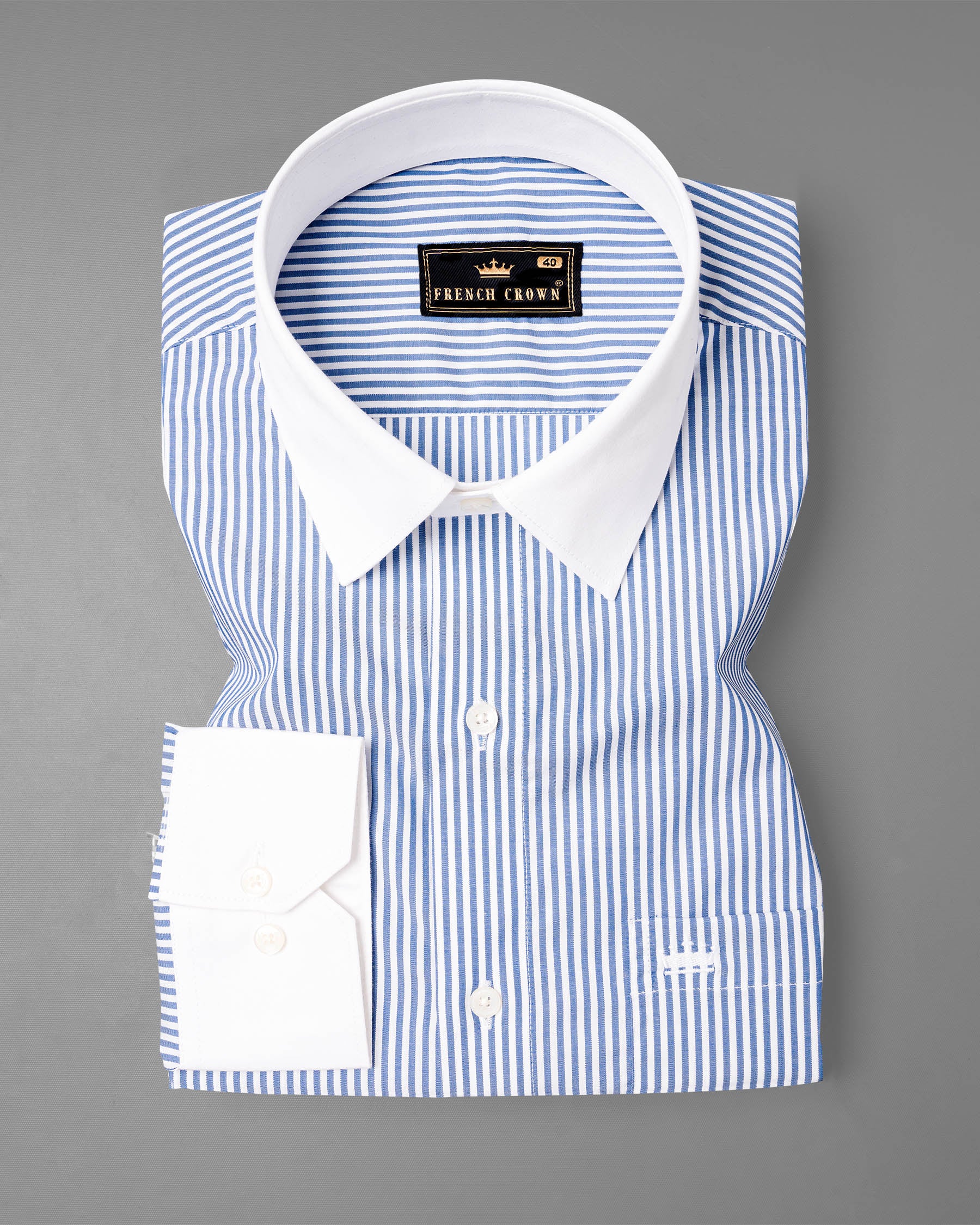 Bright White and Glaucous Blue Striped with White Collar Premium Cotton Shirt 7034-WCC38, 7034-WCCH-38, 7034-WCC39, 7034-WCCH-39, 7034-WCC40, 7034-WCCH-40, 7034-WCC42, 7034-WCCH-42, 7034-WCC44, 7034-WCCH-44, 7034-WCC46, 7034-WCCH-46, 7034-WCC48, 7034-WCCH-48, 7034-WCC50, 7034-WCCH-50, 7034-WCC52, 7034-WCCH-52