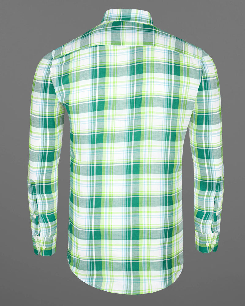Eucalyptus Green and Light Sage Green Twill Plaid Premium Cotton Shirt 7045-38, 7045-H-38, 7045-39, 7045-H-39, 7045-40, 7045-H-40, 7045-42, 7045-H-42, 7045-44, 7045-H-44, 7045-46, 7045-H-46, 7045-48, 7045-H-48, 7045-50, 7045-H-50, 7045-52, 7045-H-52