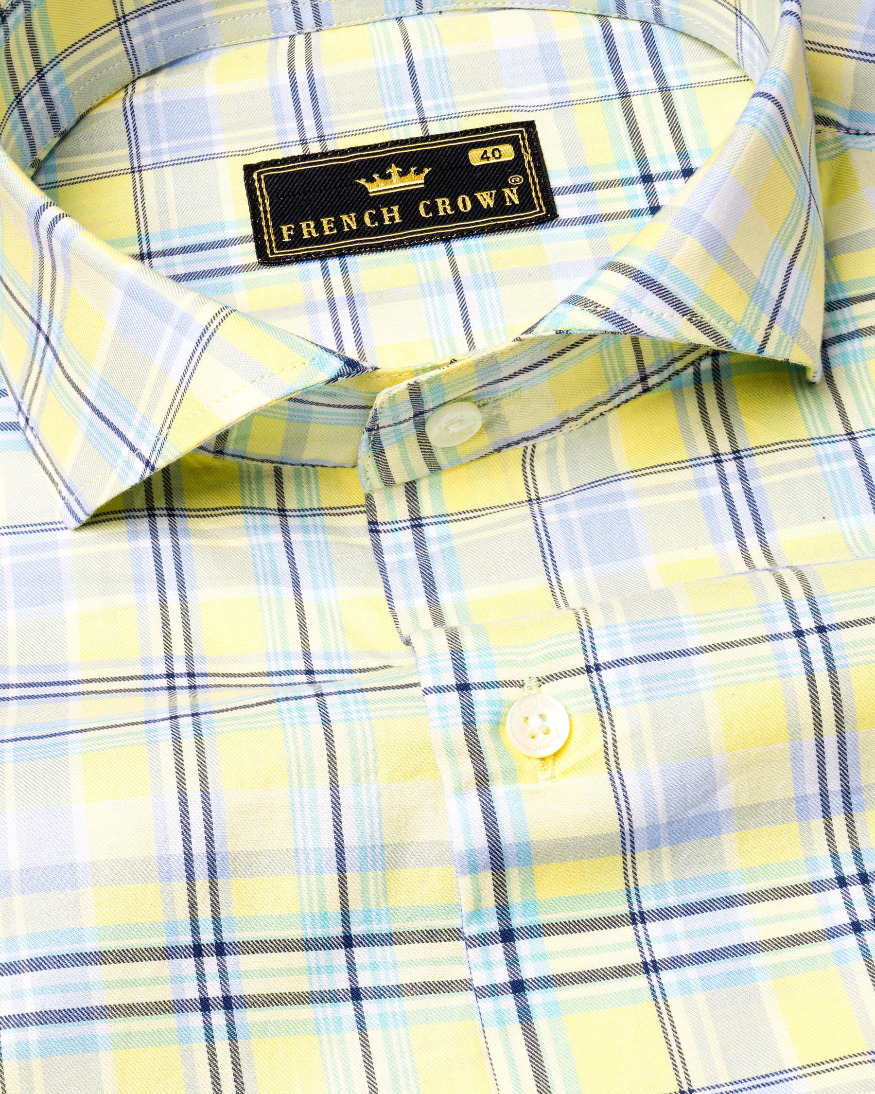 Primrose Yellow with Pale Green Twill Plaid Premium Cotton Shirt 7046-CA-38, 7046-CA-H-38, 7046-CA-39, 7046-CA-H-39, 7046-CA-40, 7046-CA-H-40, 7046-CA-42, 7046-CA-H-42, 7046-CA-44, 7046-CA-H-44, 7046-CA-46, 7046-CA-H-46, 7046-CA-48, 7046-CA-H-48, 7046-CA-50, 7046-CA-H-50, 7046-CA-52, 7046-CA-H-52