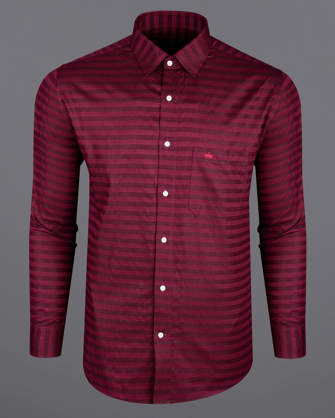 PAPRIKA AND ESPRESSO STRIPED TWILL PREMIUM COTTON SHIRT