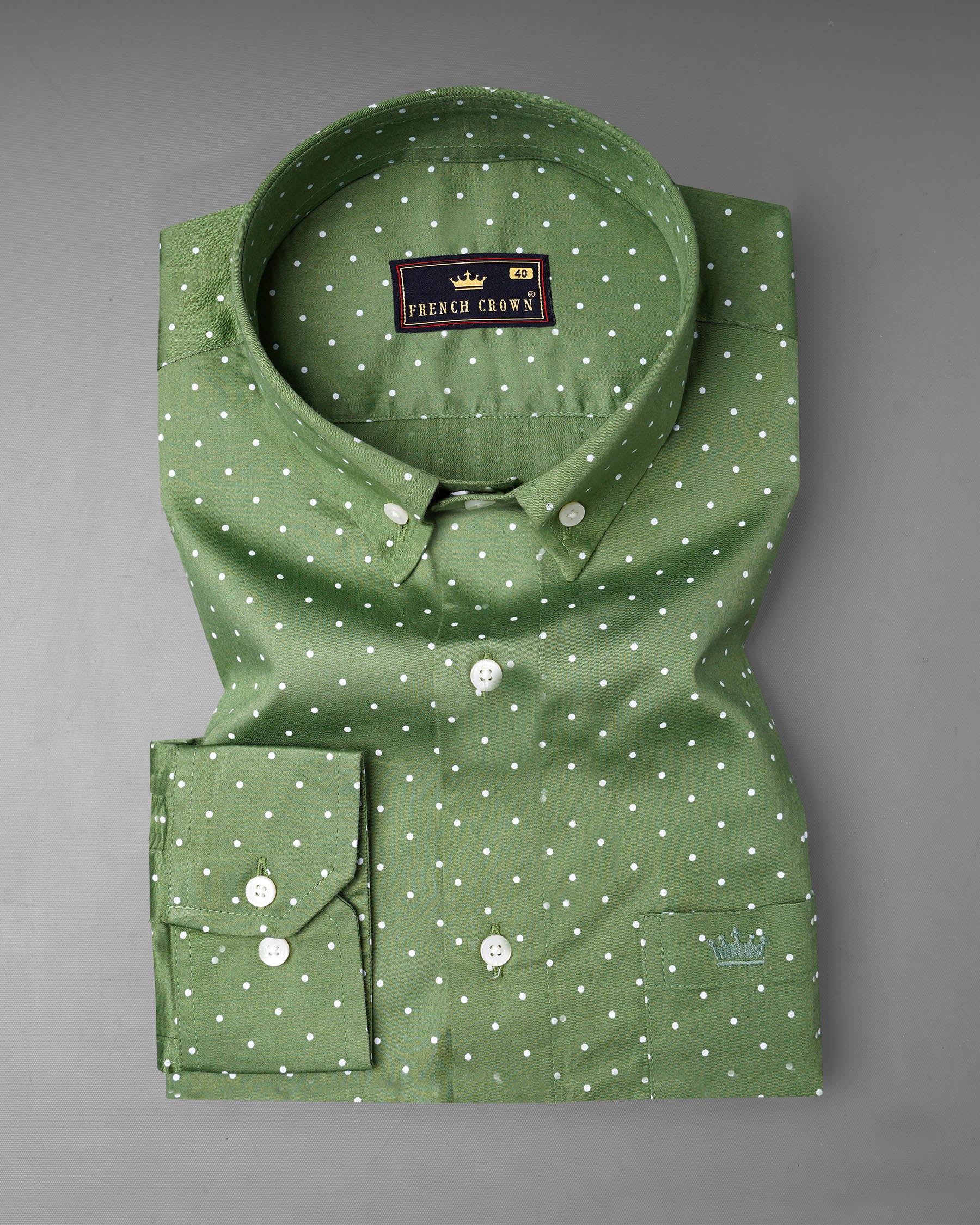 Asparagus Green and White Polka Dot Super Soft Premium Cotton Shirt 7070-BD-38,7070-BD-38,7070-BD-39,7070-BD-39,7070-BD-40,7070-BD-40,7070-BD-42,7070-BD-42,7070-BD-44,7070-BD-44,7070-BD-46,7070-BD-46,7070-BD-48,7070-BD-48,7070-BD-50,7070-BD-50,7070-BD-52,7070-BD-52