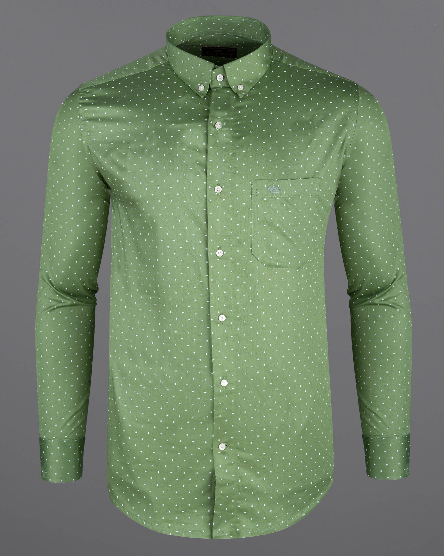 Asparagus Green and White Polka Dot Super Soft Premium Cotton Shirt 7070-BD-38,7070-BD-38,7070-BD-39,7070-BD-39,7070-BD-40,7070-BD-40,7070-BD-42,7070-BD-42,7070-BD-44,7070-BD-44,7070-BD-46,7070-BD-46,7070-BD-48,7070-BD-48,7070-BD-50,7070-BD-50,7070-BD-52,7070-BD-52