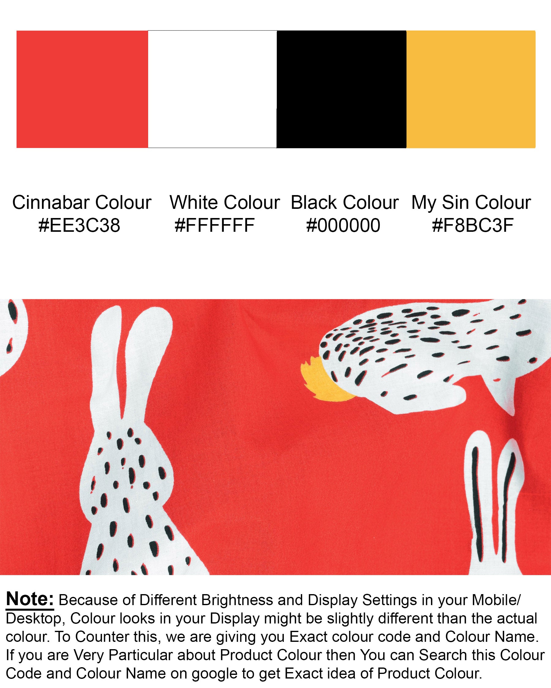 Cinnabar Red and White Rabbit Printed Premium Cotton Shirt 7072-38,7072-38,7072-39,7072-39,7072-40,7072-40,7072-42,7072-42,7072-44,7072-44,7072-46,7072-46,7072-48,7072-48,7072-50,7072-50,7072-52,7072-52