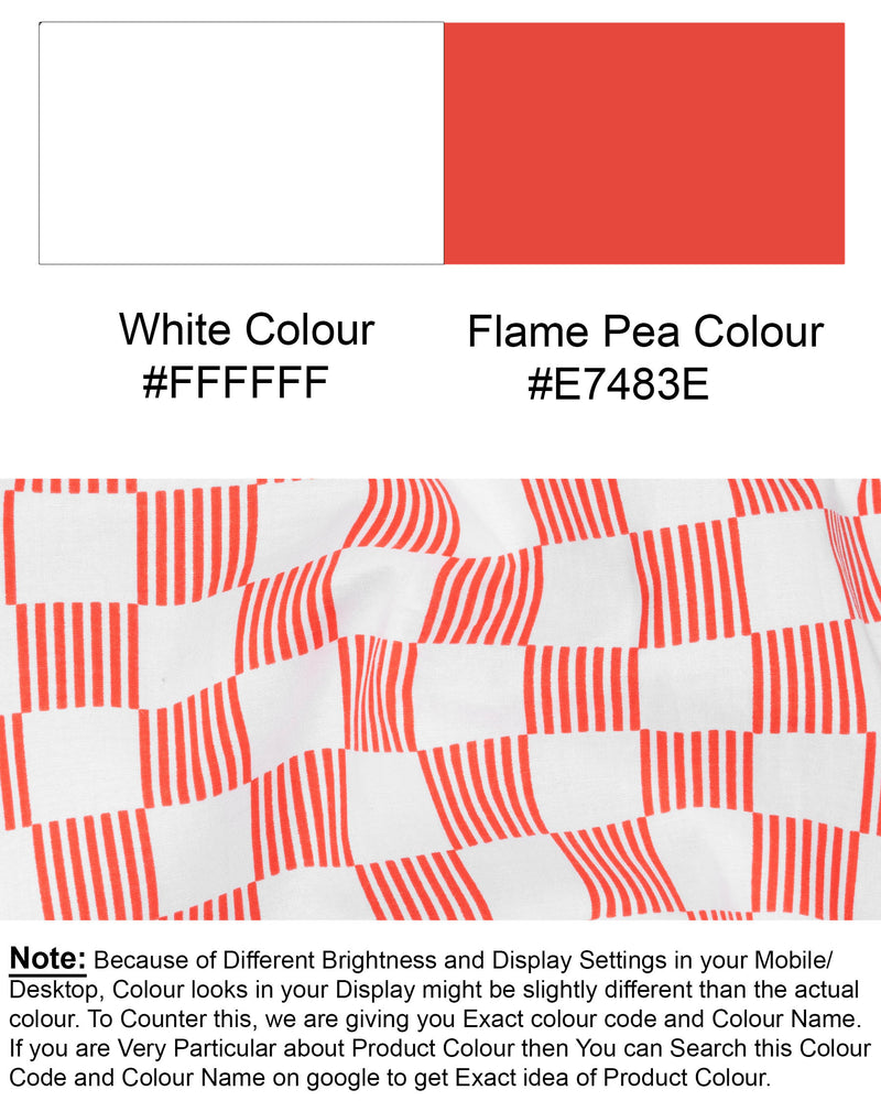 Bright White and Flame Pea Striped Premium Cotton Shirt 7078-38,7078-38,7078-39,7078-39,7078-40,7078-40,7078-42,7078-42,7078-44,7078-44,7078-46,7078-46,7078-48,7078-48,7078-50,7078-50,7078-52,7078-52