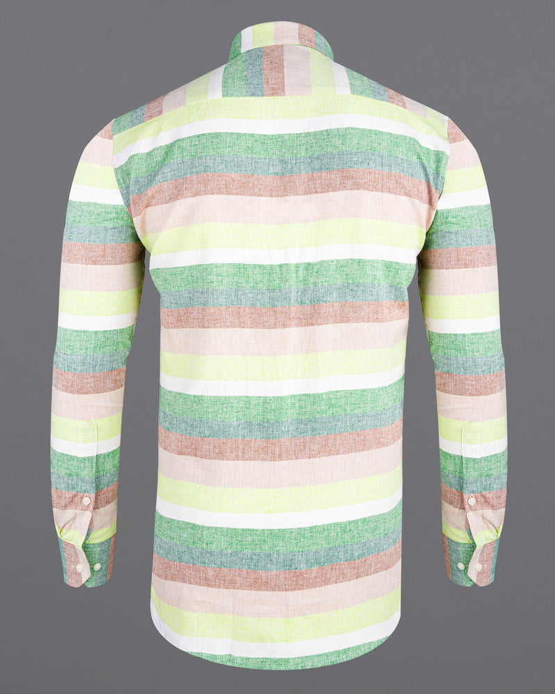 Madang and Opal Green Multicolour Luxurious Linen Shirt