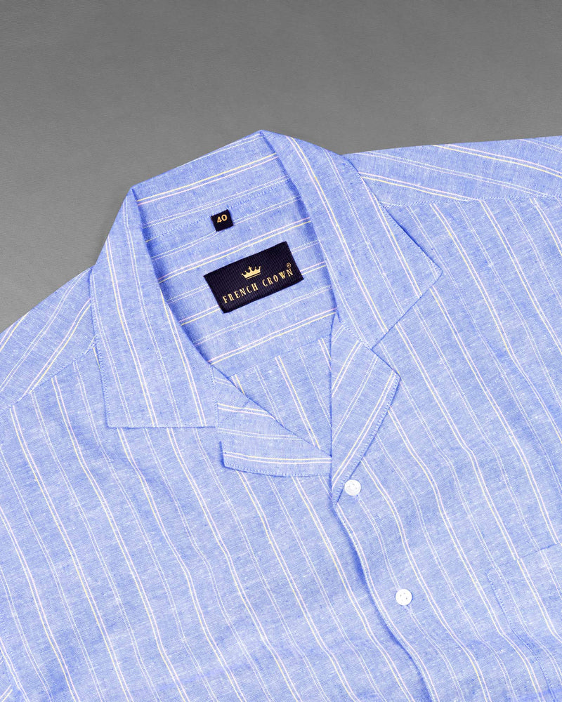Amethyst Blue And White Striped Luxurious Linen Shirt 7120-CC-38,7120-CC-H-38,7120-CC-39,7120-CC-H-39,7120-CC-40,7120-CC-H-40,7120-CC-42,7120-CC-H-42,7120-CC-44,7120-CC-H-44,7120-CC-46,7120-CC-H-46,7120-CC-48,7120-CC-H-48,7120-CC-50,7120-CC-H-50,7120-CC-52,7120-CC-H-52