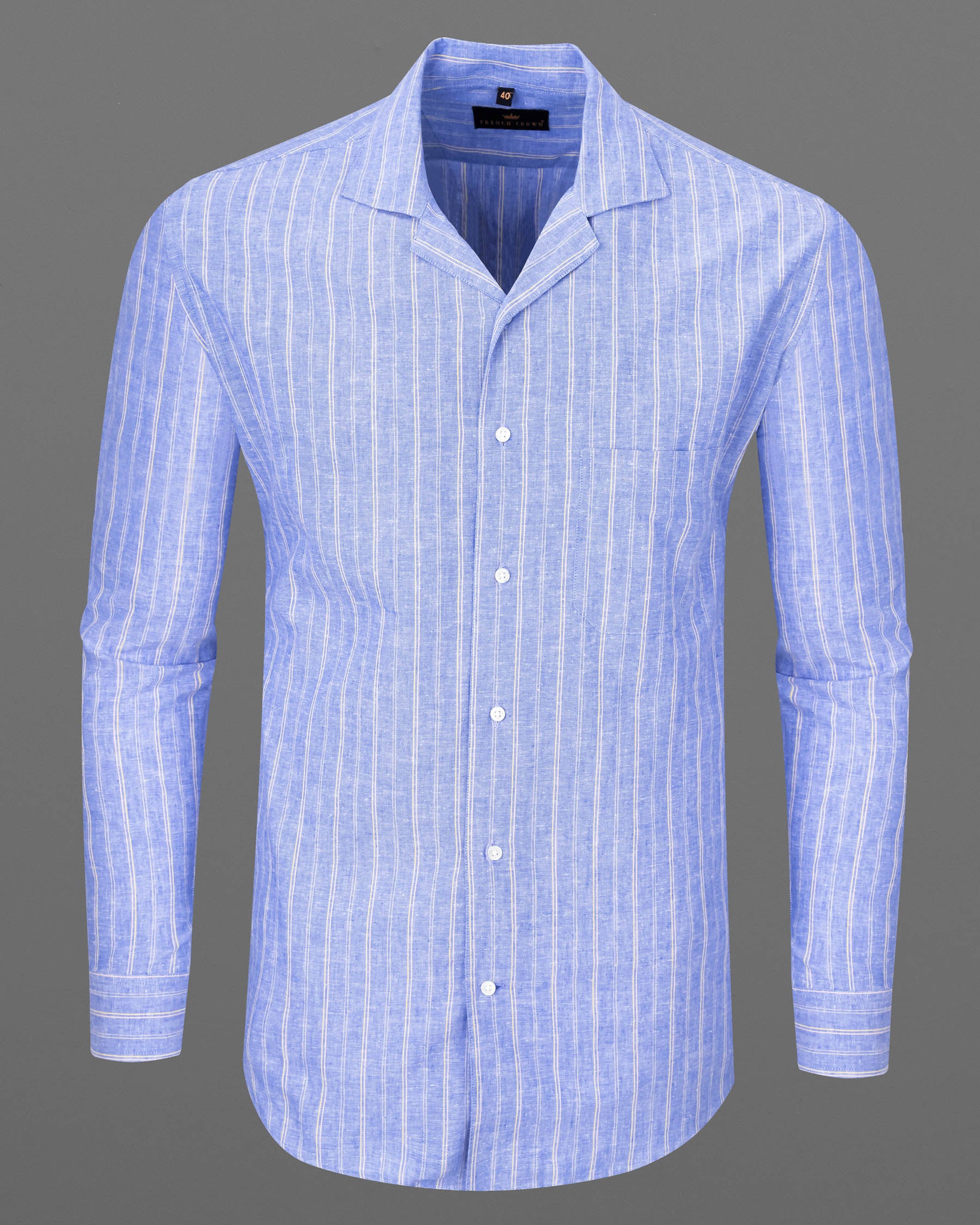 Amethyst Blue And White Striped Luxurious Linen Shirt 7120-CC-38,7120-CC-H-38,7120-CC-39,7120-CC-H-39,7120-CC-40,7120-CC-H-40,7120-CC-42,7120-CC-H-42,7120-CC-44,7120-CC-H-44,7120-CC-46,7120-CC-H-46,7120-CC-48,7120-CC-H-48,7120-CC-50,7120-CC-H-50,7120-CC-52,7120-CC-H-52