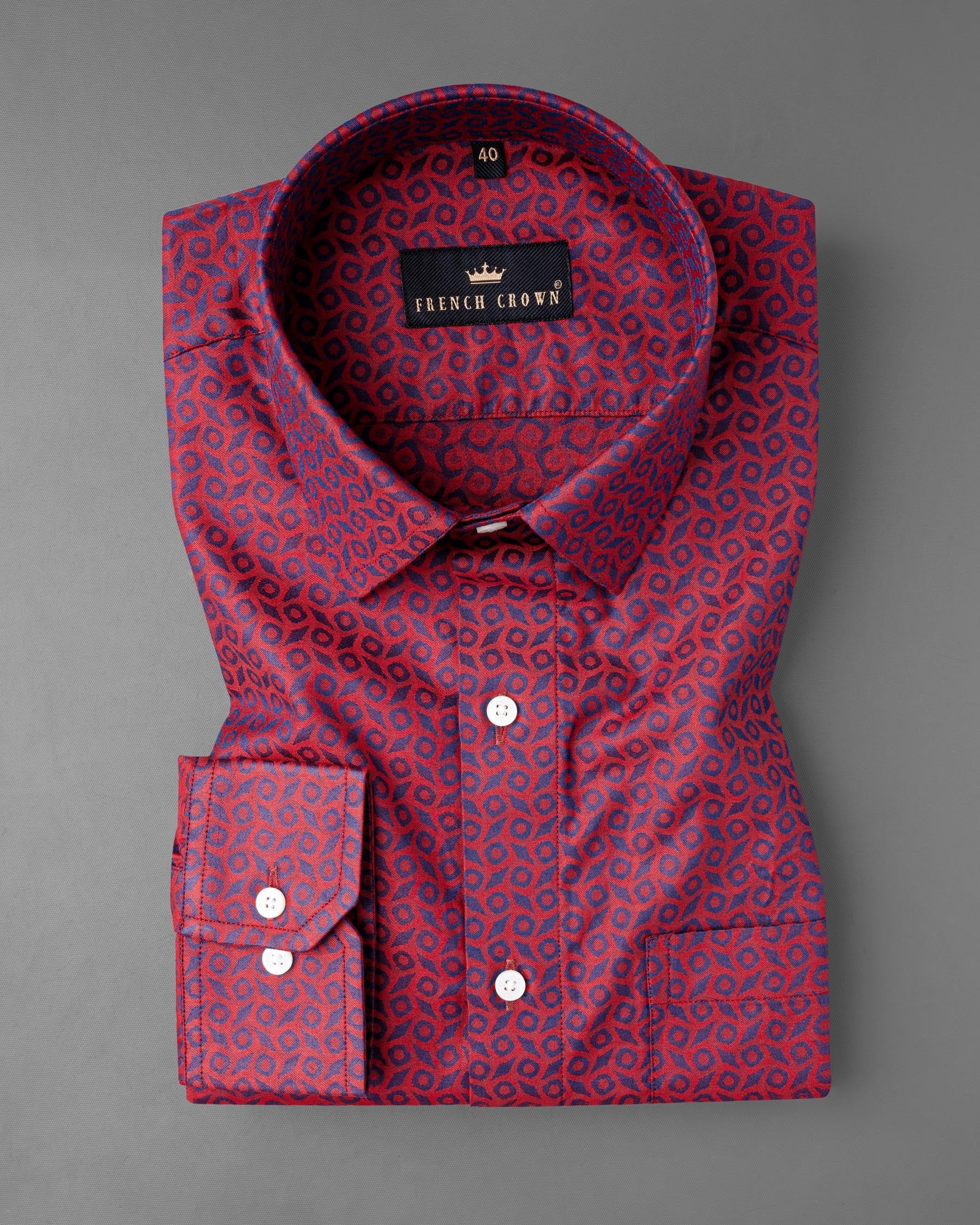 Mulberry Red Printed Jacquard Textured Premium Giza Cotton Shirt 7133-38, 7133-H-38, 7133-39, 7133-H-39, 7133-40, 7133-H-40, 7133-42, 7133-H-42, 7133-44, 7133-H-44, 7133-46, 7133-H-46, 7133-48, 7133-H-48, 7133-50, 7133-H-50, 7133-52, 7133-H-52