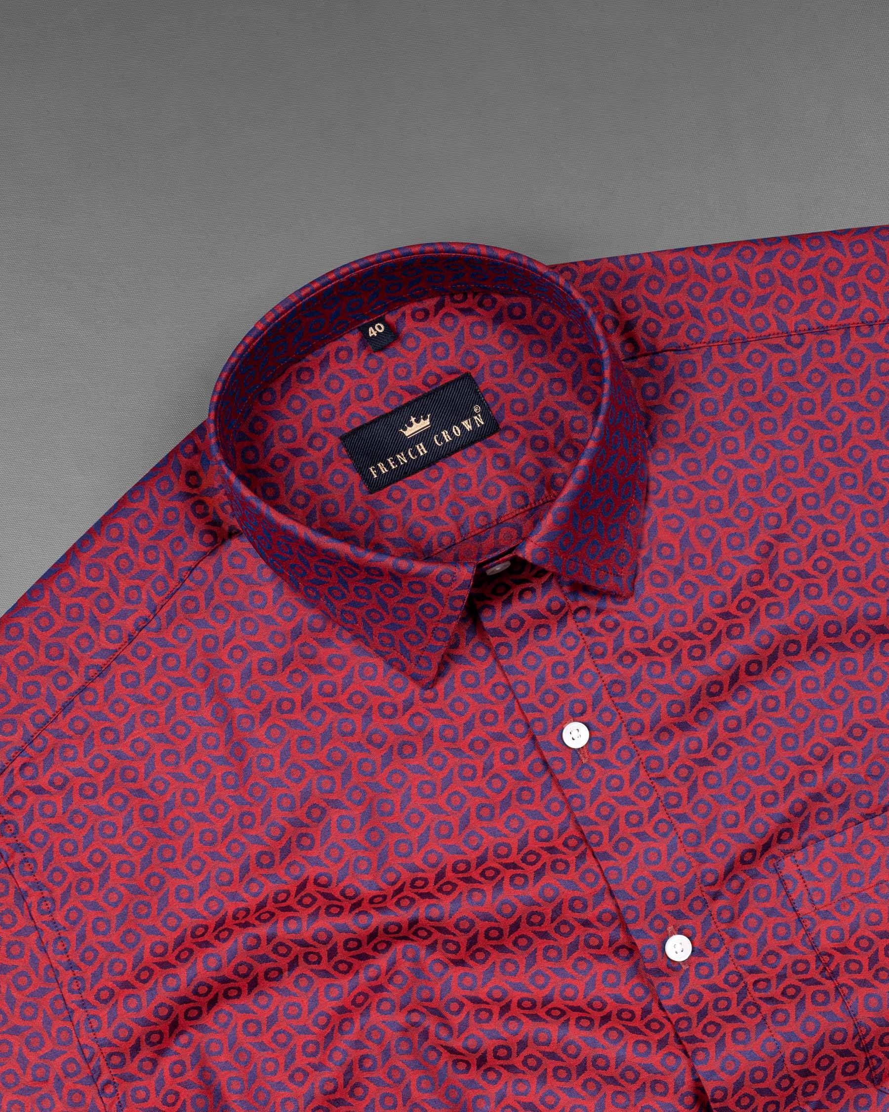 Mulberry Red Printed Jacquard Textured Premium Giza Cotton Shirt 7133-38, 7133-H-38, 7133-39, 7133-H-39, 7133-40, 7133-H-40, 7133-42, 7133-H-42, 7133-44, 7133-H-44, 7133-46, 7133-H-46, 7133-48, 7133-H-48, 7133-50, 7133-H-50, 7133-52, 7133-H-52