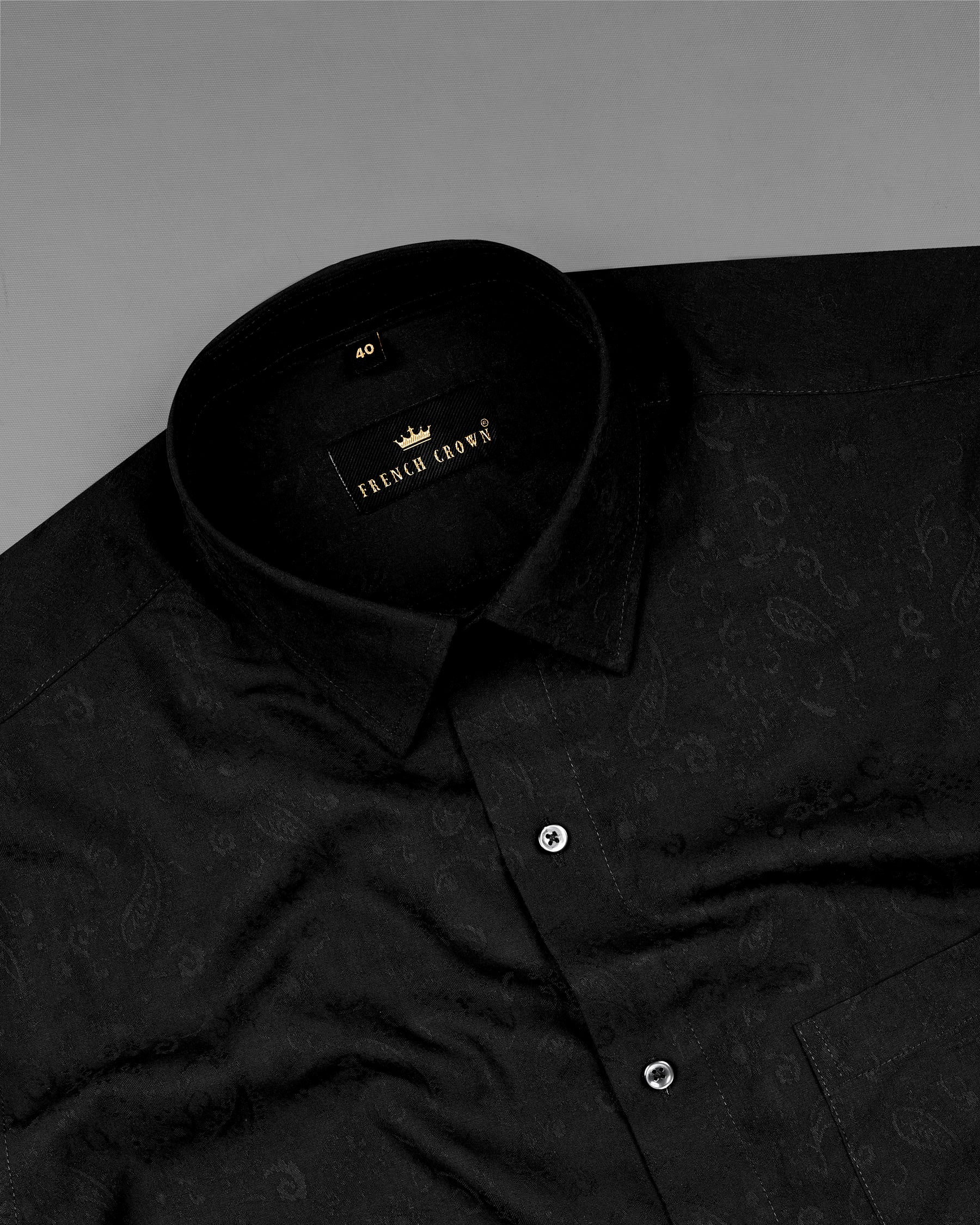 Jade Black With Self Paisleys Jacquard Textured Premium Giza Cotton Shirt 7136-BLK-38,7136-BLK-H-38,7136-BLK-39,7136-BLK-H-39,7136-BLK-40,7136-BLK-H-40,7136-BLK-42,7136-BLK-H-42,7136-BLK-44,7136-BLK-H-44,7136-BLK-46,7136-BLK-H-46,7136-BLK-48,7136-BLK-H-48,7136-BLK-50,7136-BLK-H-50,7136-BLK-52,7136-BLK-H-52