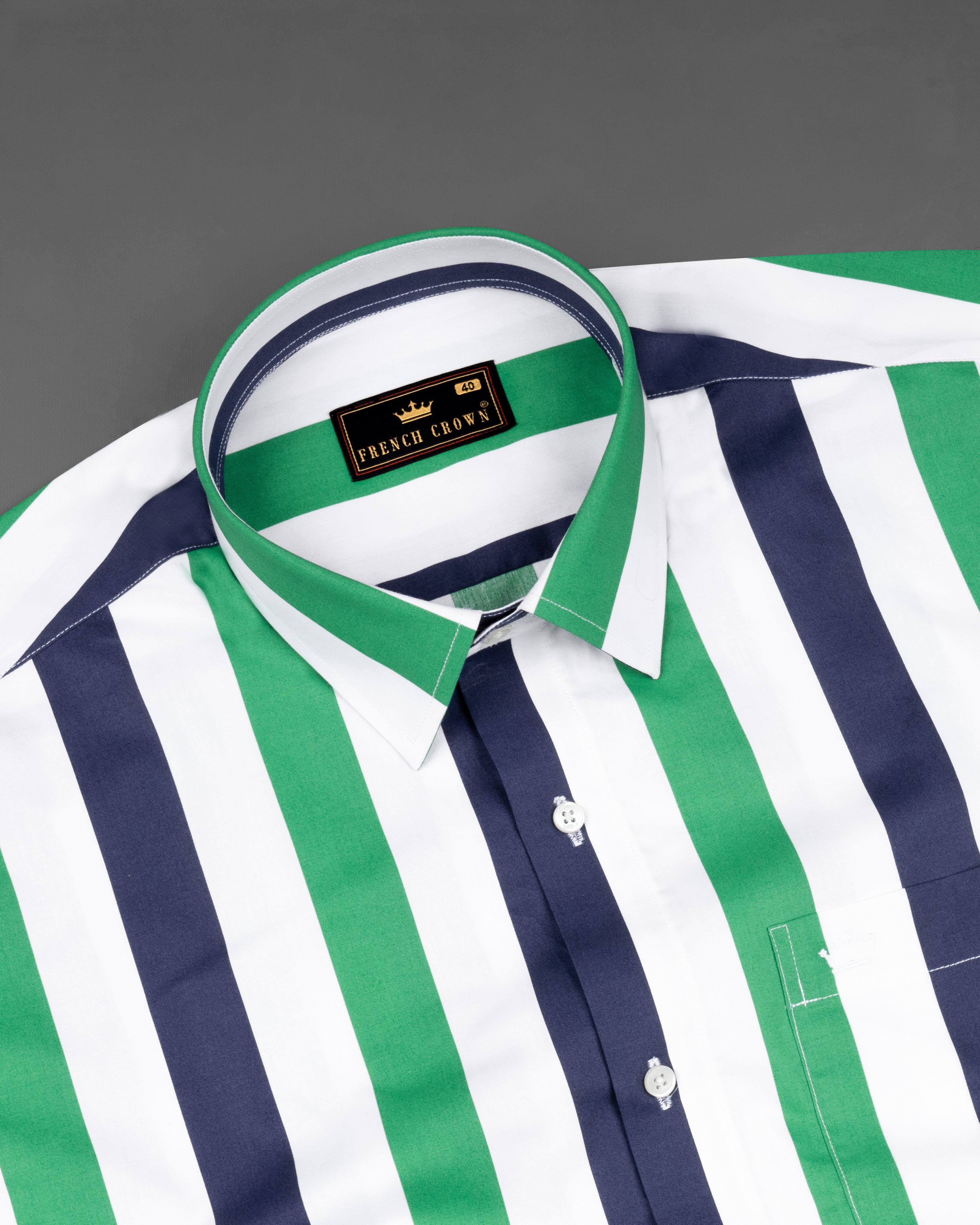 Bright White with Martinique Blue and Dark Mint Striped Premium Cotton Shirt 7139-38,7139-H-38,7139-39,7139-H-39,7139-40,7139-H-40,7139-42,7139-H-42,7139-44,7139-H-44,7139-46,7139-H-46,7139-48,7139-H-48,7139-50,7139-H-50,7139-52,7139-H-52