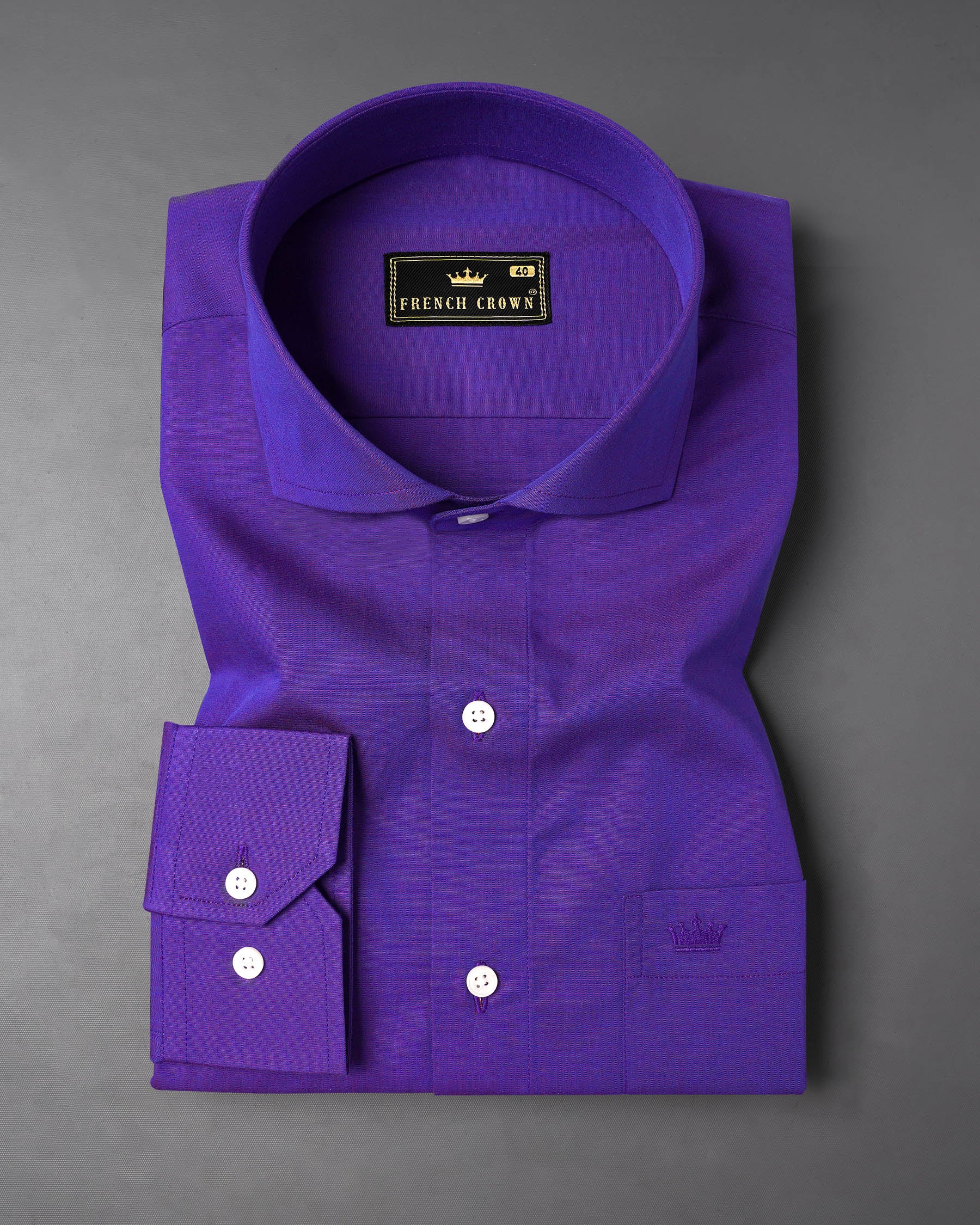 Eminence and Cobalt Blue Two Tone Chambray Textured Premium Cotton Shirt