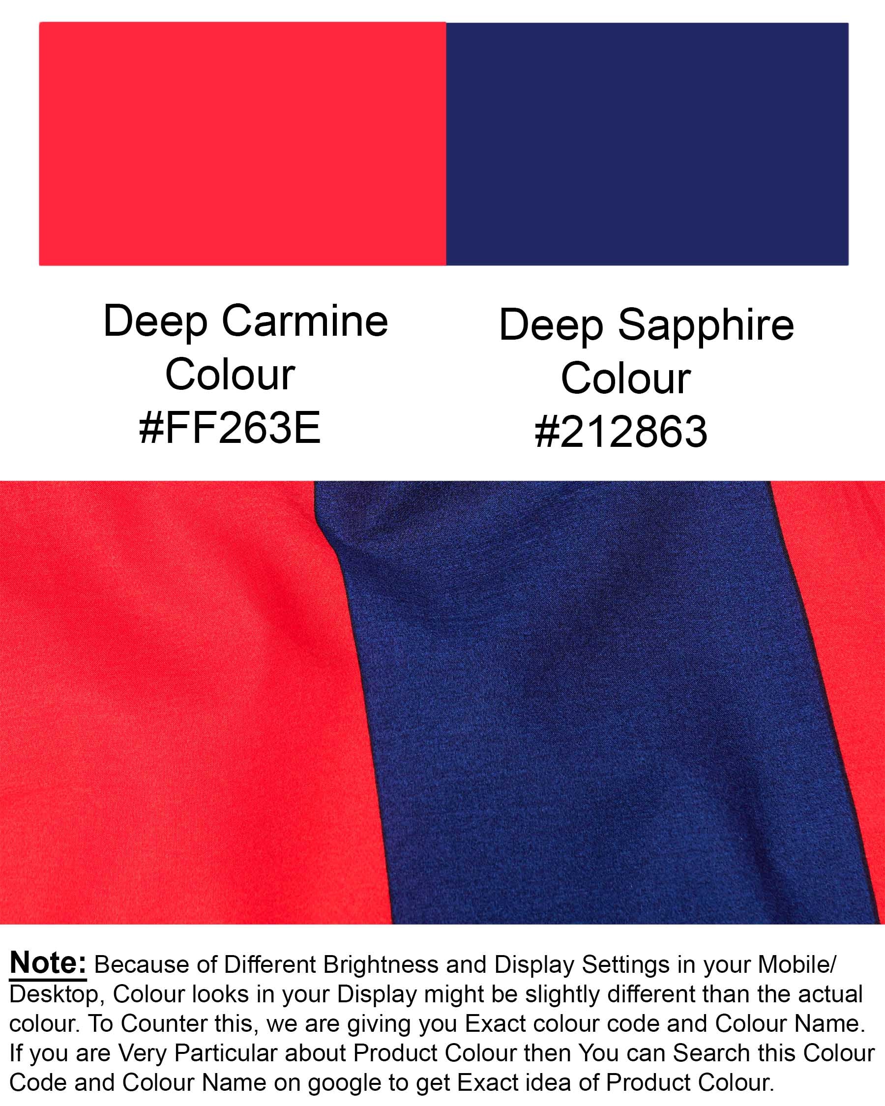 Deep Carmine and Deep Sapphire Blue Premium Cotton Shirt