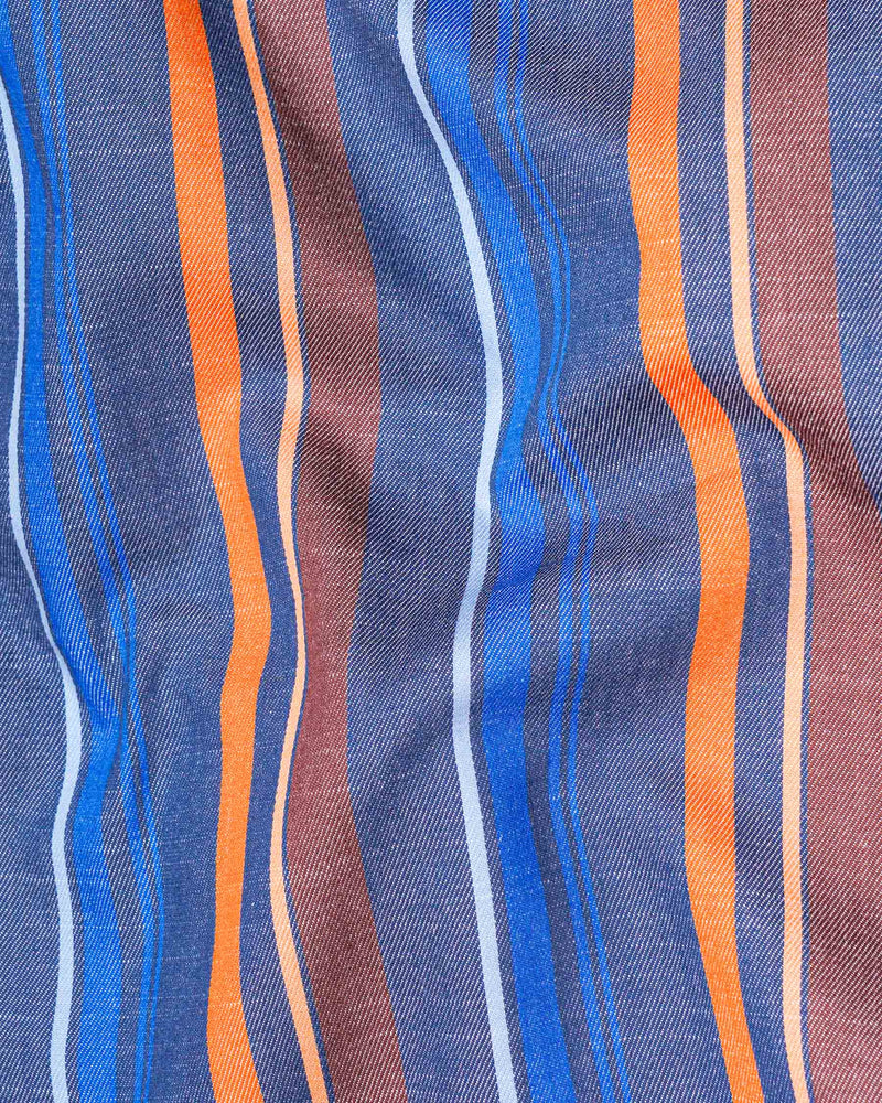 Dusk Blue with Cadmium Orange Multicolour Striped Premium Chambray Shirt 7168-BD-38,7168-BD-H-38,7168-BD-39,7168-BD-H-39,7168-BD-40,7168-BD-H-40,7168-BD-42,7168-BD-H-42,7168-BD-44,7168-BD-H-44,7168-BD-46,7168-BD-H-46,7168-BD-48,7168-BD-H-48,7168-BD-50,7168-BD-H-50,7168-BD-52,7168-BD-H-52