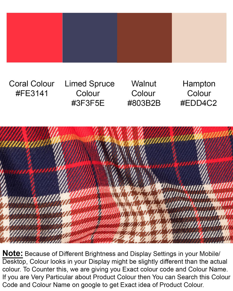 Coral Red and Hampton Brown Plaid Flannel Shirt 7186-BD-38,7186-BD-H-38,7186-BD-39,7186-BD-H-39,7186-BD-40,7186-BD-H-40,7186-BD-42,7186-BD-H-42,7186-BD-44,7186-BD-H-44,7186-BD-46,7186-BD-H-46,7186-BD-48,7186-BD-H-48,7186-BD-50,7186-BD-H-50,7186-BD-52,7186-BD-H-52