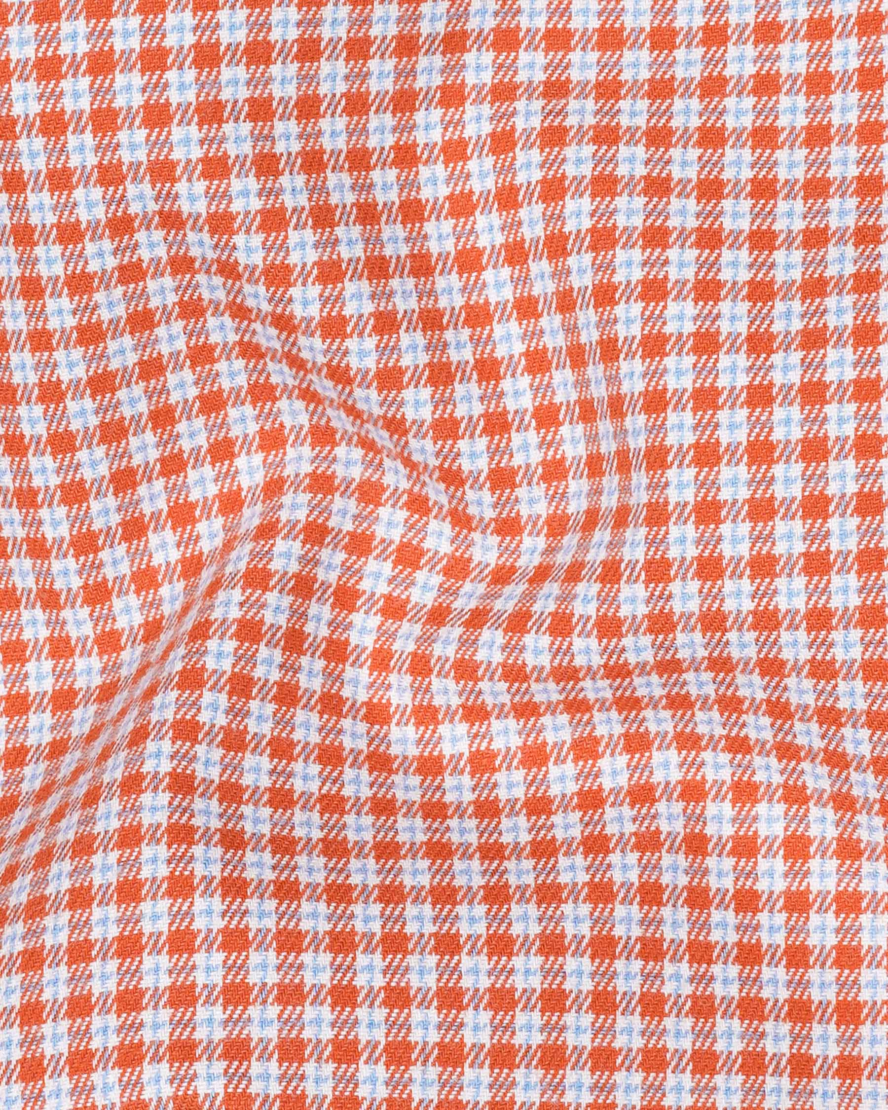 Terra Cotta Orange and White Gingham Oxford Overshirt