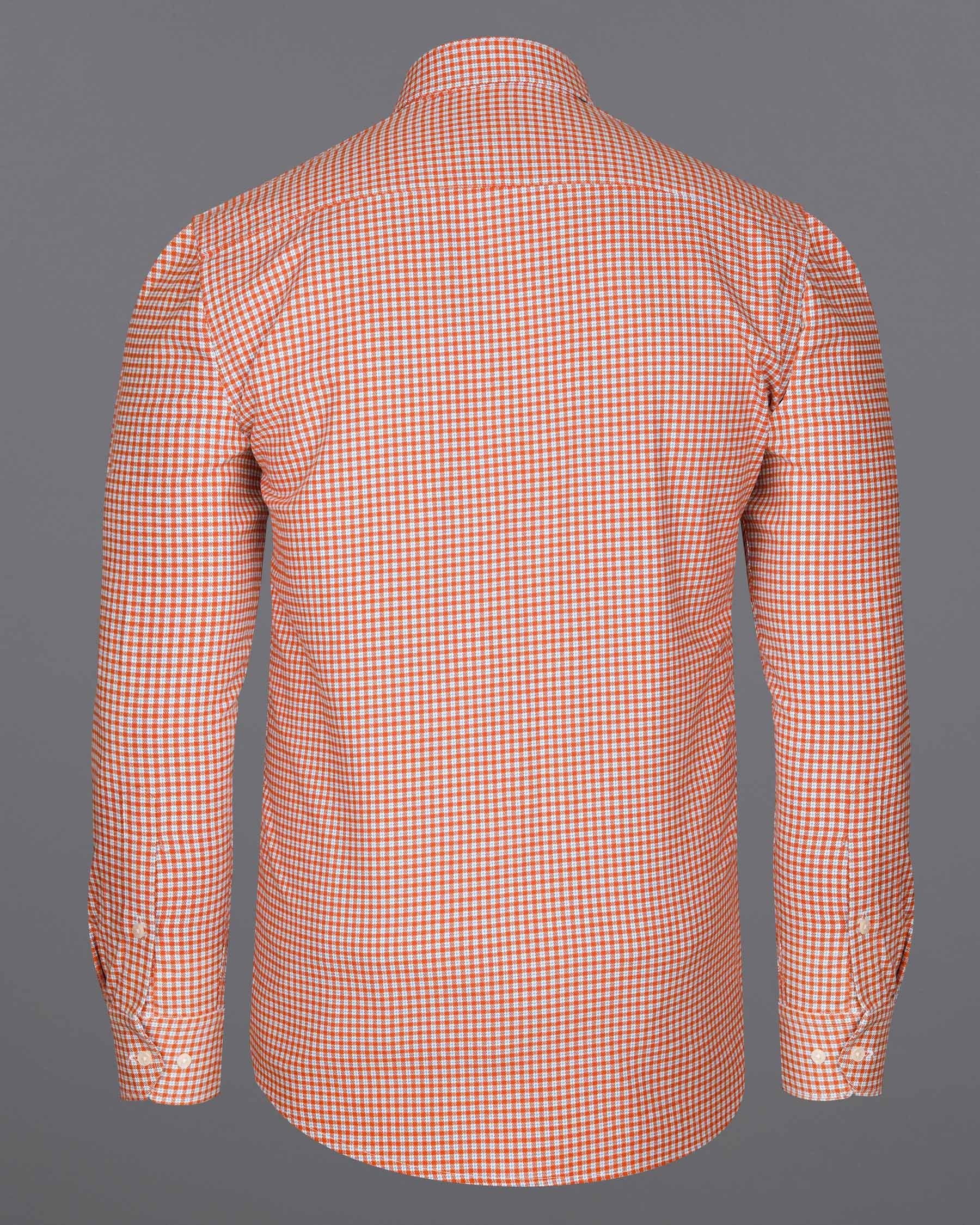 Terra Cotta Orange and White Gingham Oxford Overshirt