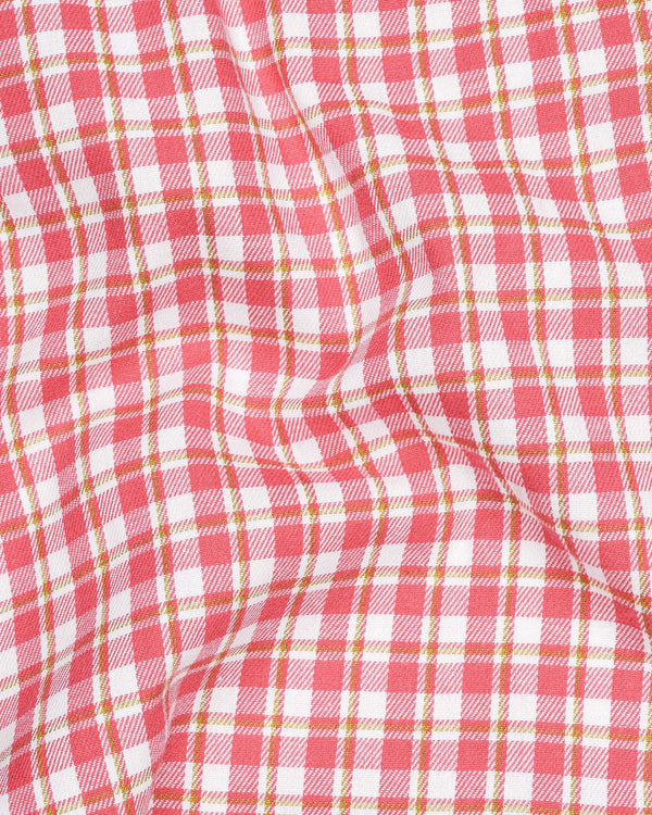 Brink Pink and White Plaid Twill Premium Cotton Overshirt/Shacket