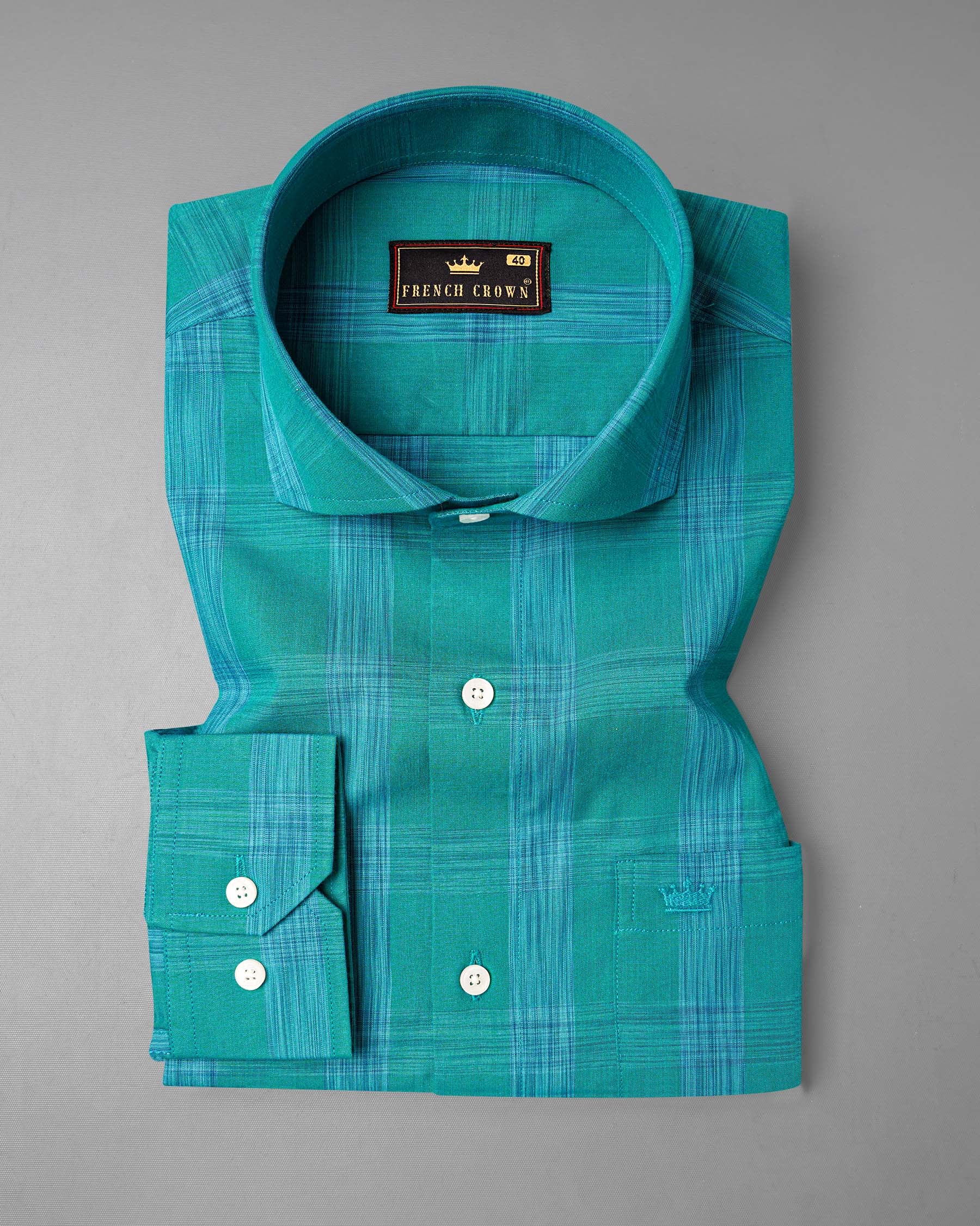 Teal Green Plaid Premium Cotton Shirt 7219-CA-38,7219-CA-H-38,7219-CA-39,7219-CA-H-39,7219-CA-40,7219-CA-H-40,7219-CA-42,7219-CA-H-42,7219-CA-44,7219-CA-H-44,7219-CA-46,7219-CA-H-46,7219-CA-48,7219-CA-H-48,7219-CA-50,7219-CA-H-50,7219-CA-52,7219-CA-H-52