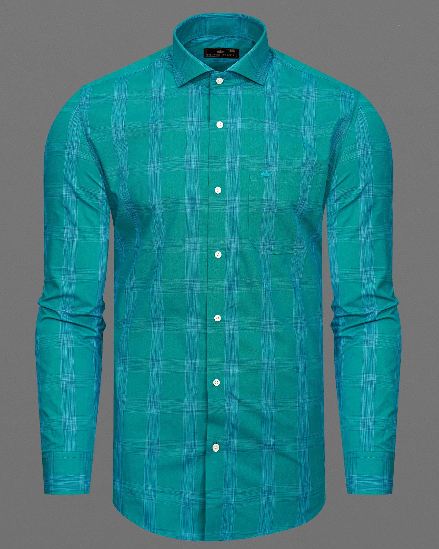 Teal Green Plaid Premium Cotton Shirt 7219-CA-38,7219-CA-H-38,7219-CA-39,7219-CA-H-39,7219-CA-40,7219-CA-H-40,7219-CA-42,7219-CA-H-42,7219-CA-44,7219-CA-H-44,7219-CA-46,7219-CA-H-46,7219-CA-48,7219-CA-H-48,7219-CA-50,7219-CA-H-50,7219-CA-52,7219-CA-H-52