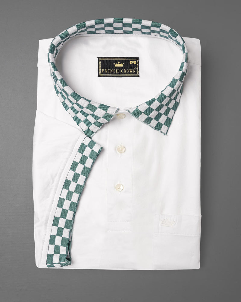 Bright White Checkered Collar and Sleeves Super Soft Premium Cotton Polo shirt 7228-P392-38, 7228-P392-H-38, 7228-P392-39, 7228-P392-H-39, 7228-P392-40, 7228-P392-H-40, 7228-P392-42, 7228-P392-H-42, 7228-P392-44, 7228-P392-H-44, 7228-P392-46, 7228-P392-H-46, 7228-P392-48, 7228-P392-H-48, 7228-P392-50, 7228-P392-H-50, 7228-P392-52, 7228-P392-H-52