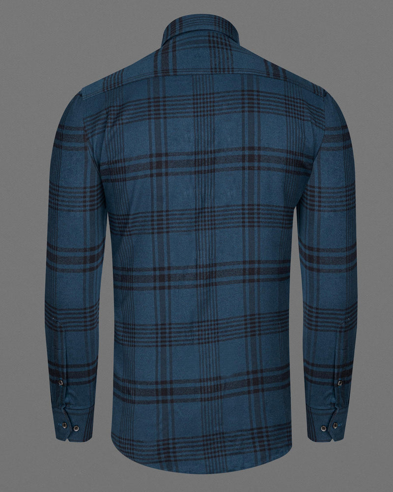 Madison Blue And Black Plaid Premium Cotton Flannel Shirt