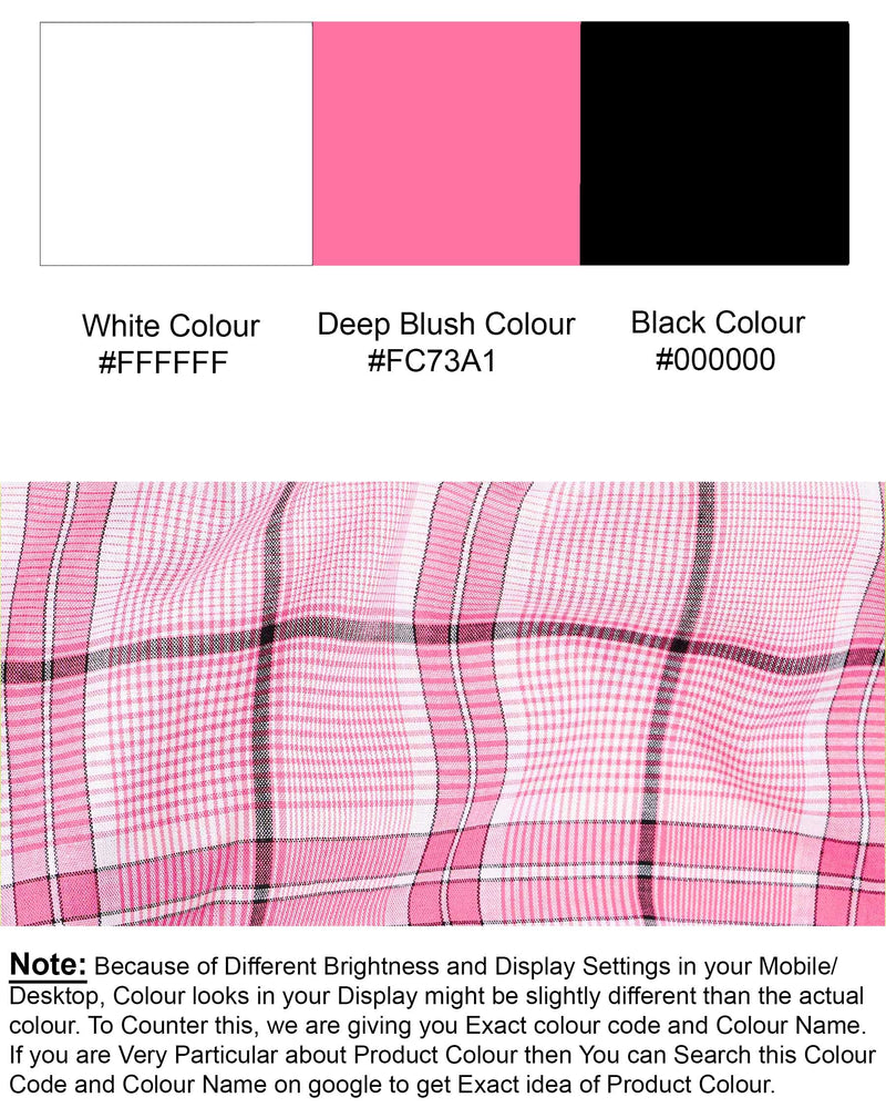 Deep Blush Pink Plaid Premium Cotton Shirt