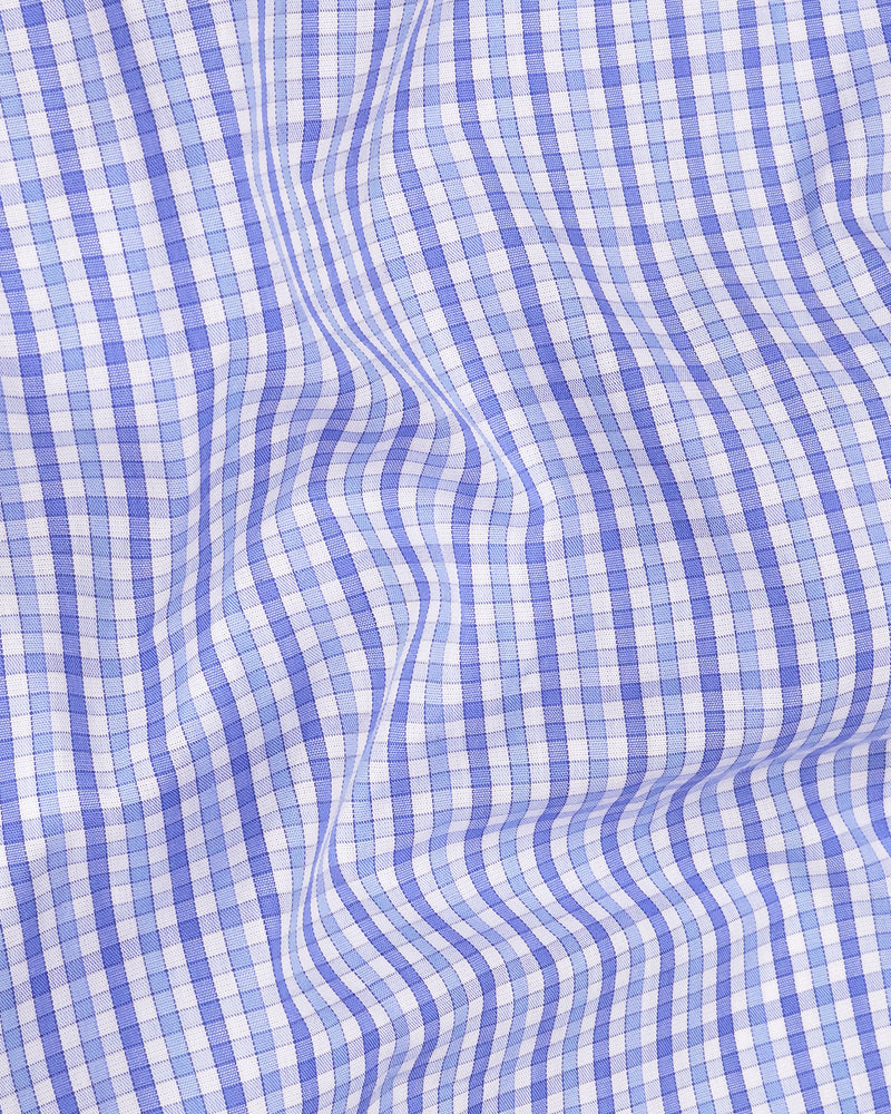 Portage Blue Checkered Premium Cotton Shirt