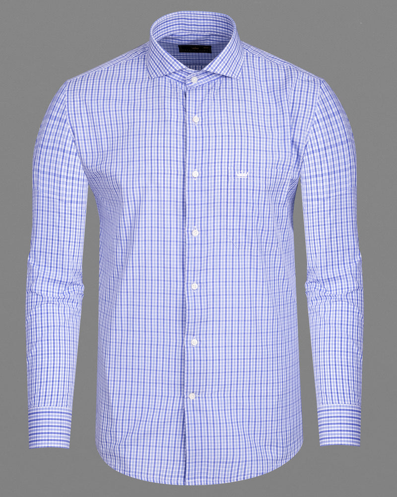 Portage Blue Checkered Premium Cotton Shirt