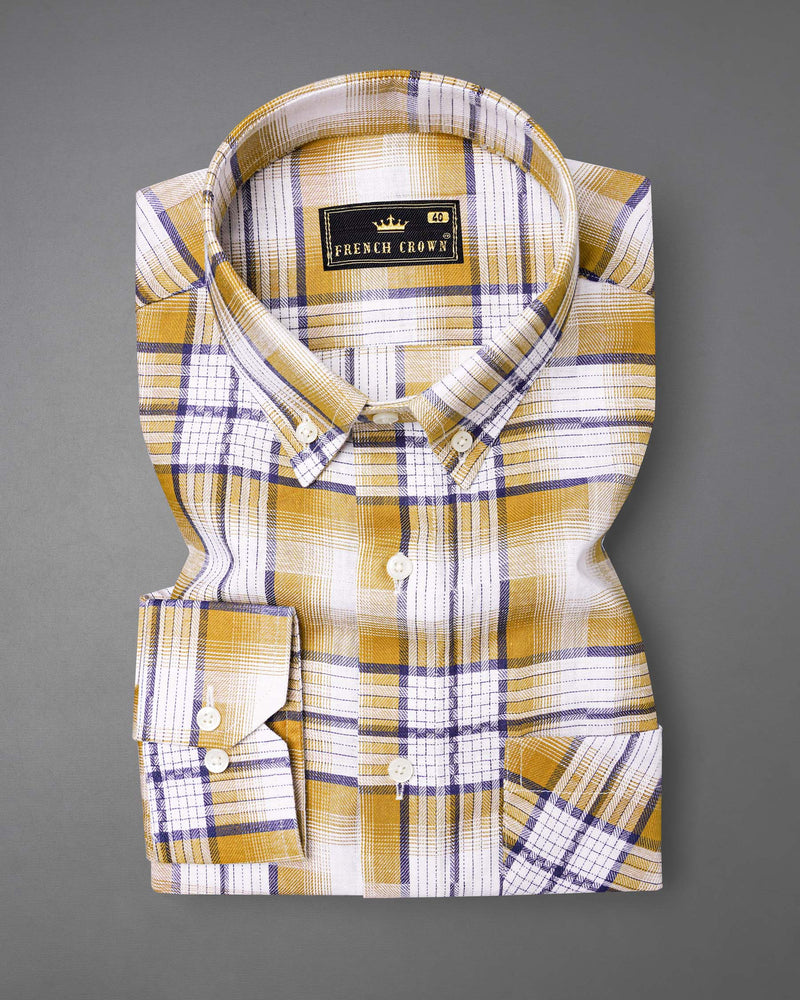 Minsk Brown Twill Plaid Premium Cotton Shirt